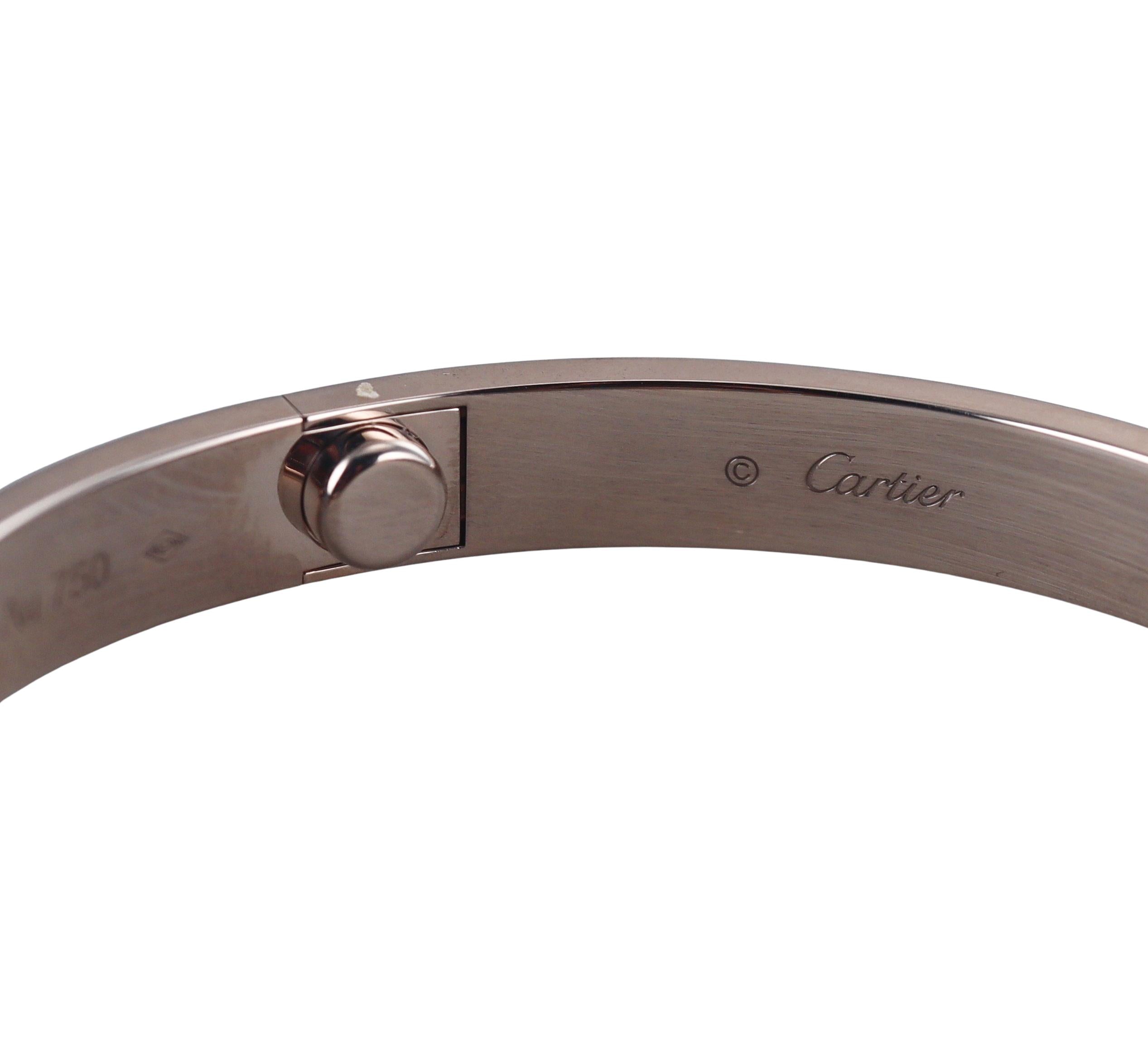 Cartier Love 4 Diamonds Brushed Finish Classic Model Bracelet Size 18