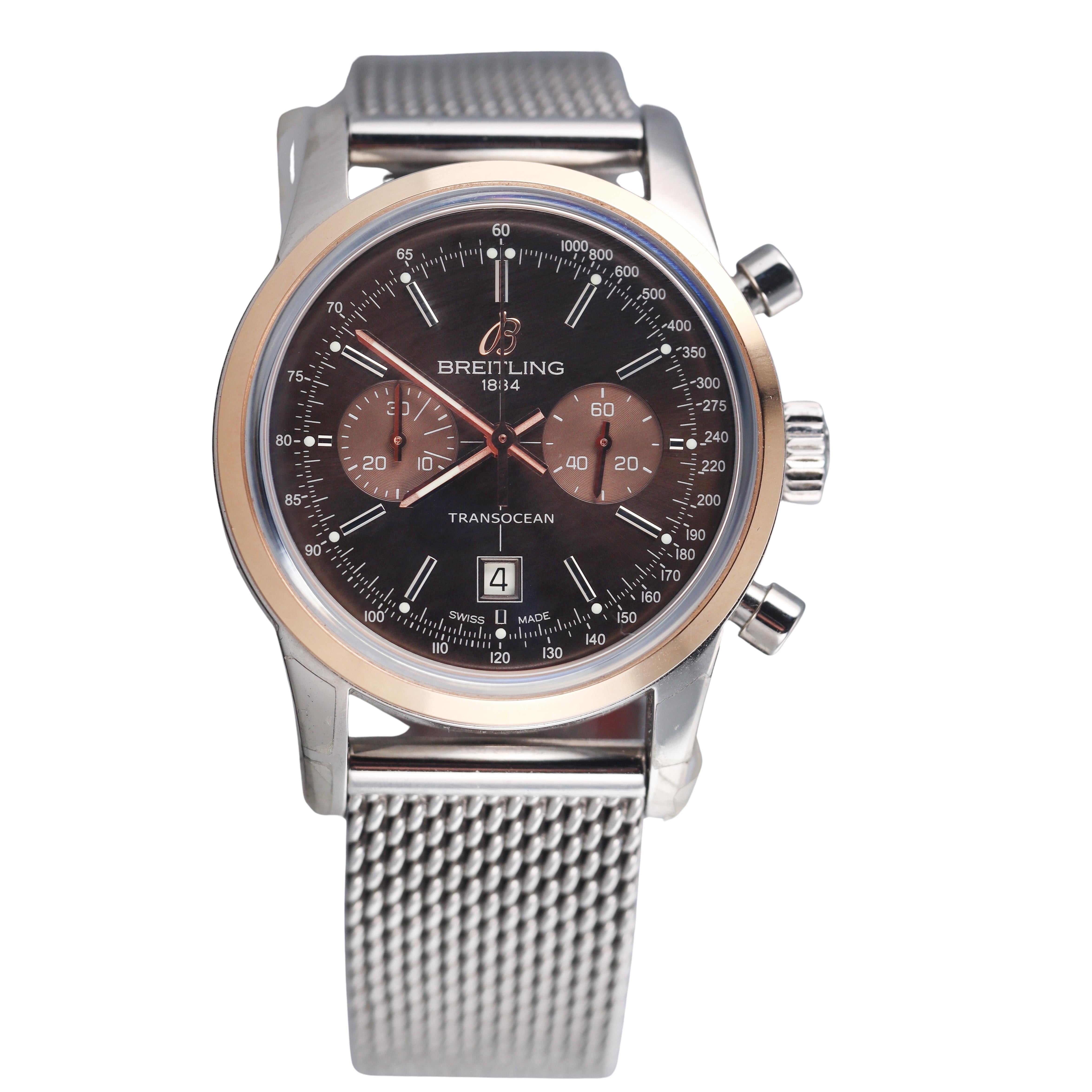 Breitling Transocean Rose Gold Steel Chronograph Watch U41310