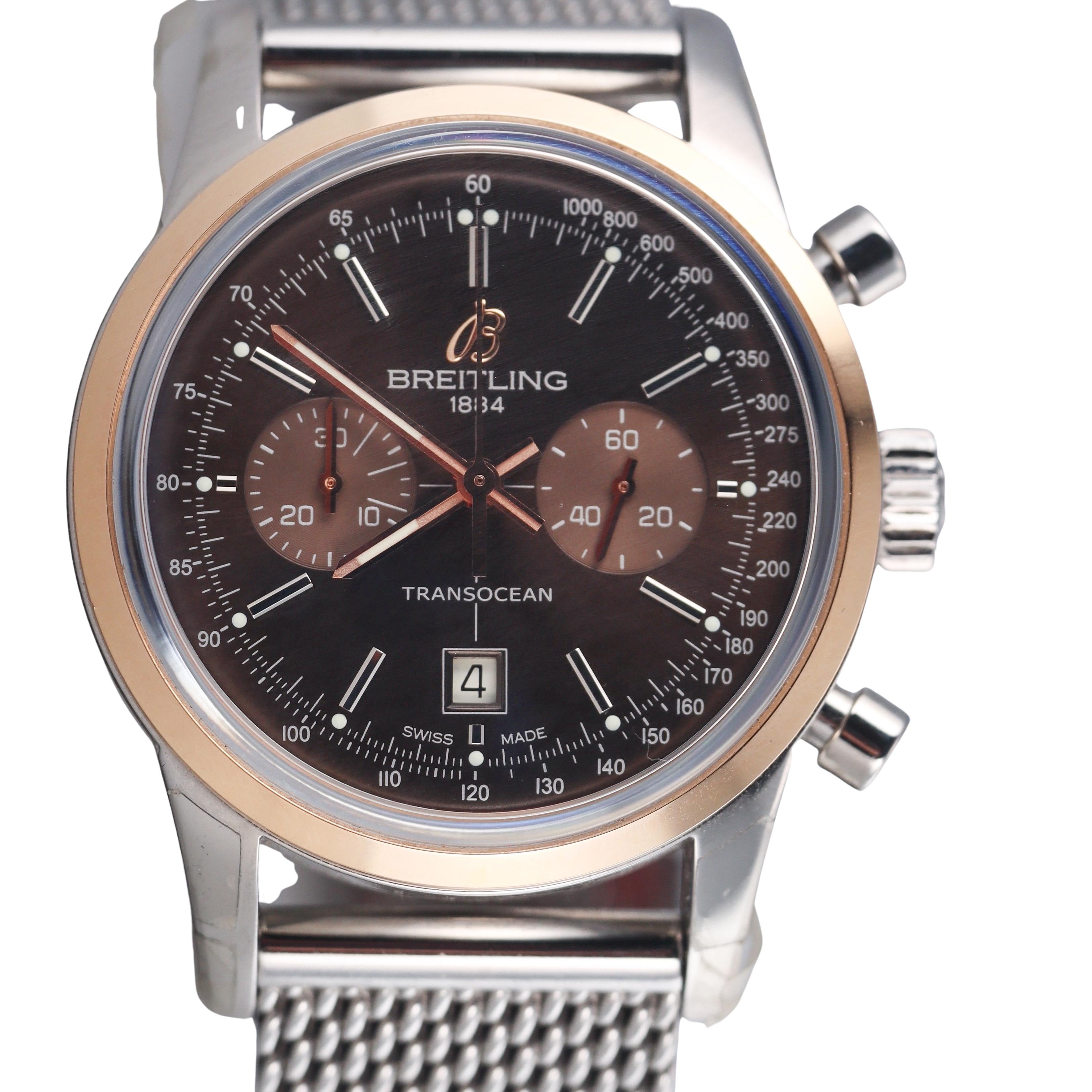 Breitling Transocean Rose Gold Steel Chronograph Watch U41310