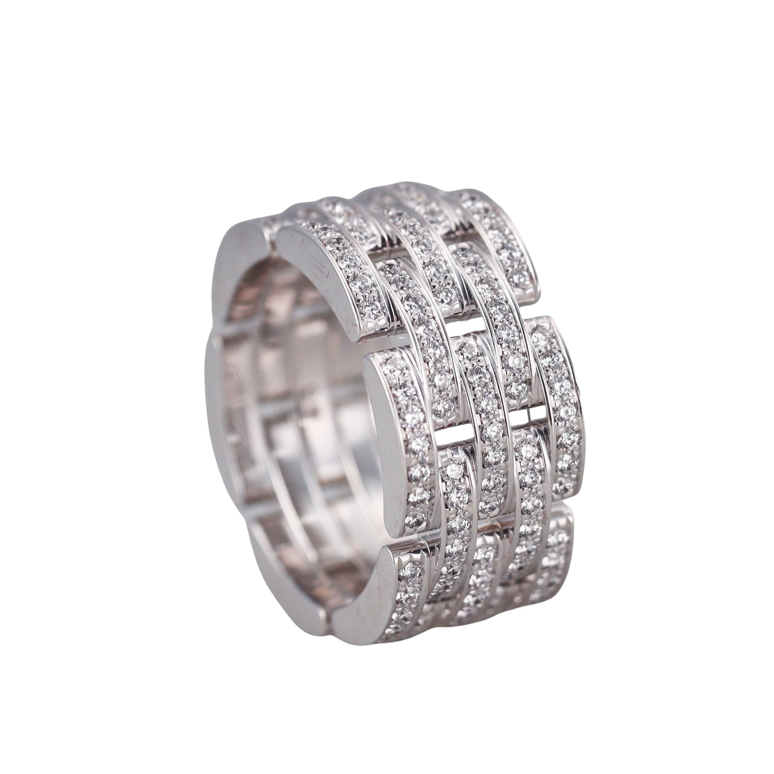 Cartier Maillon Panthère Diamond Gold Five Row Paved Ring