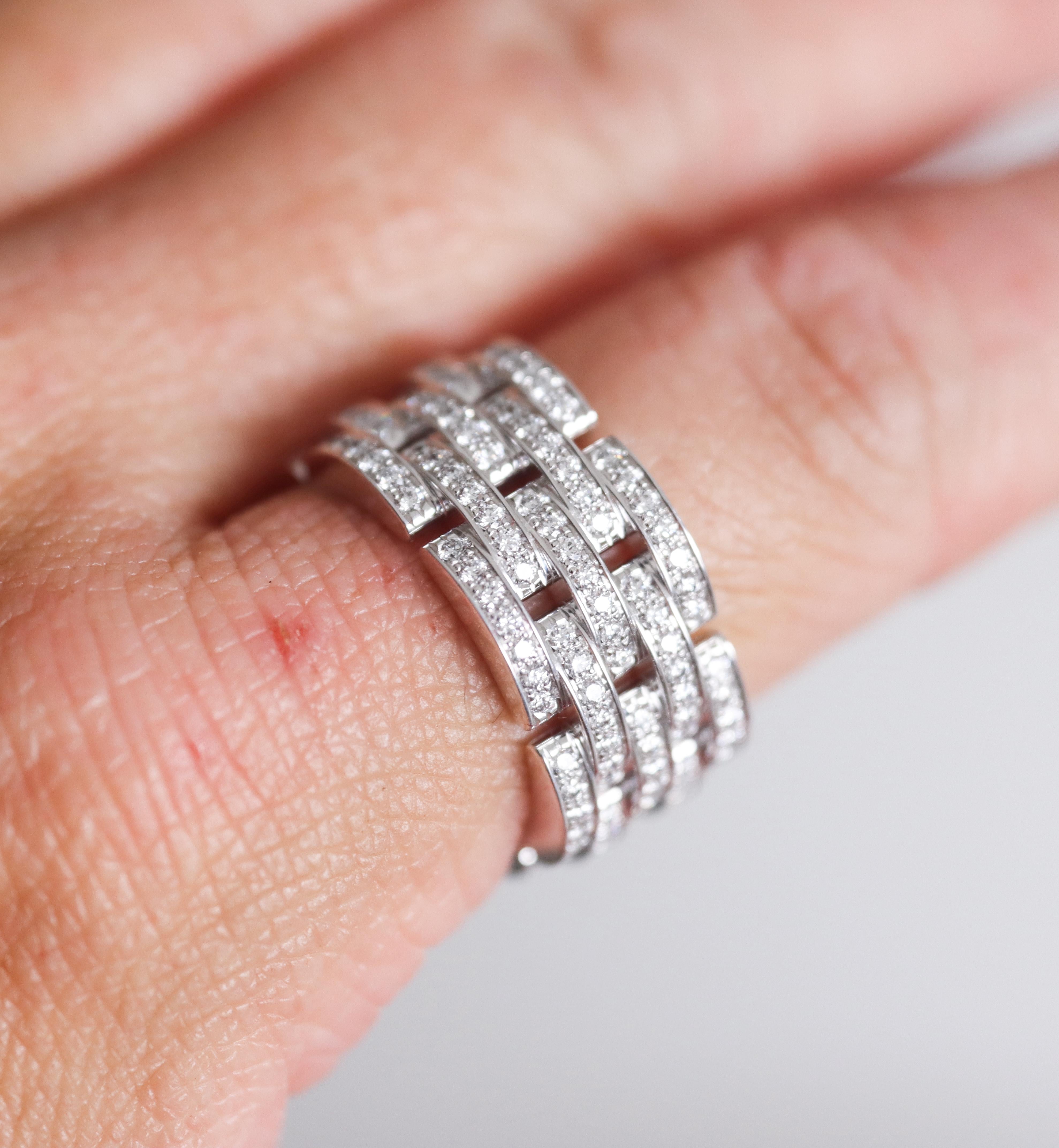 Cartier Maillon Panthère Diamond Gold Five Row Paved Ring