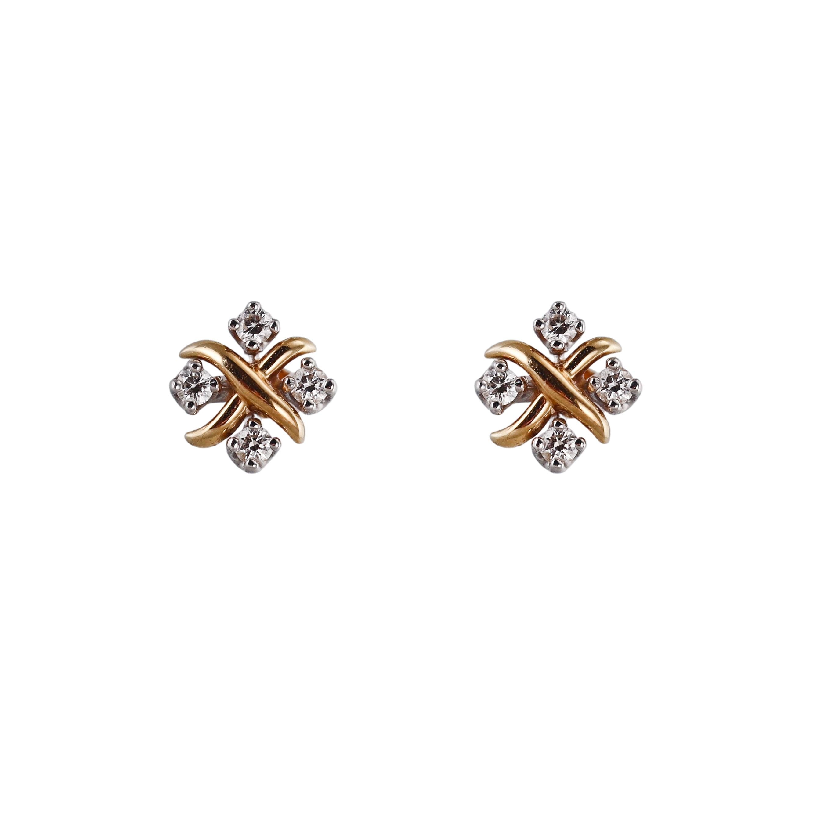 Tiffany & Co Schlumberger Sixteen Stone Lynn Diamond Gold Platinum Earrings