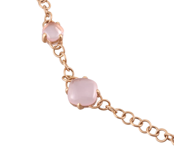 Pomellato Capri 18k Gold Rose Quartz Crystal Necklace