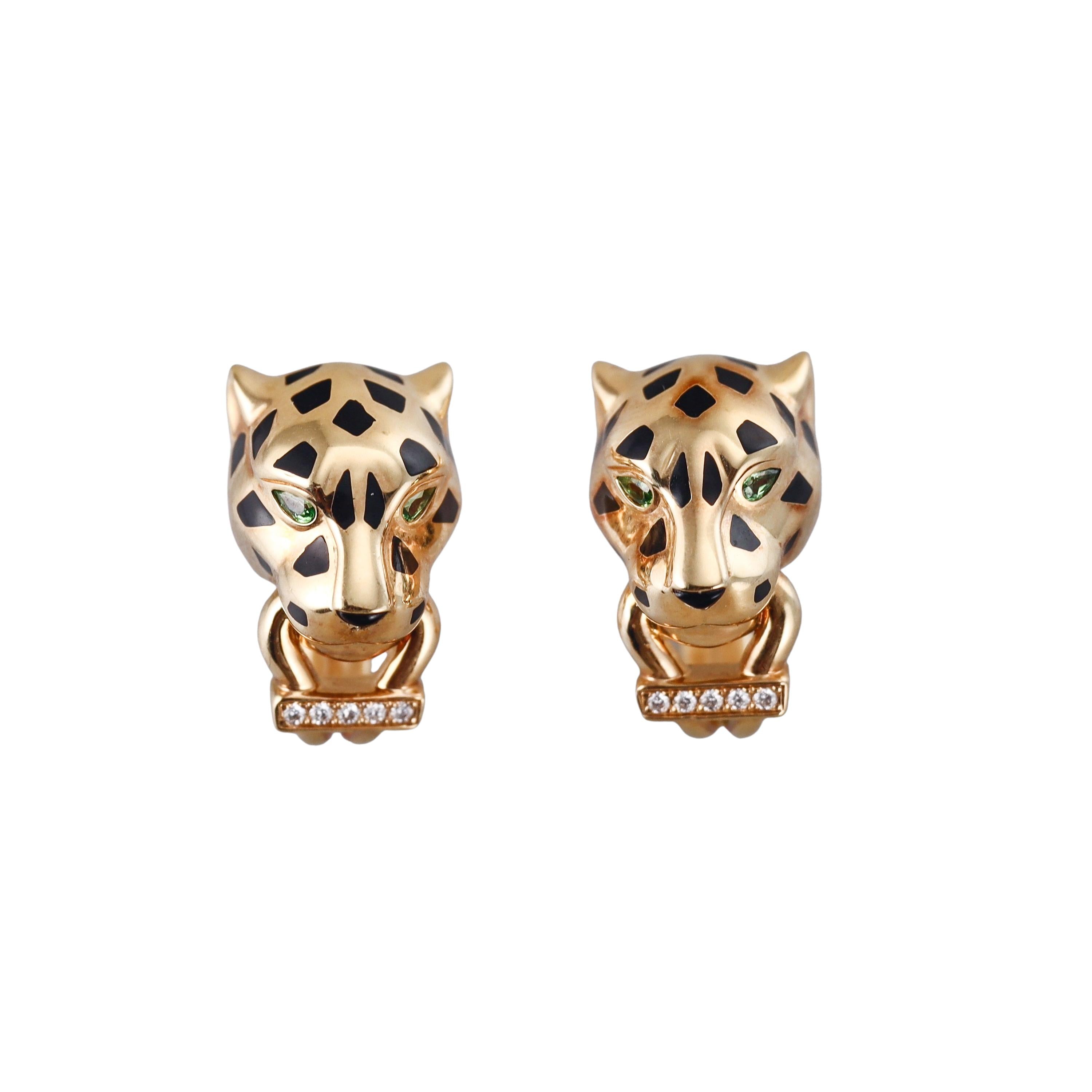 Panthère de Cartier Diamond Tsavorite Gold Earrings