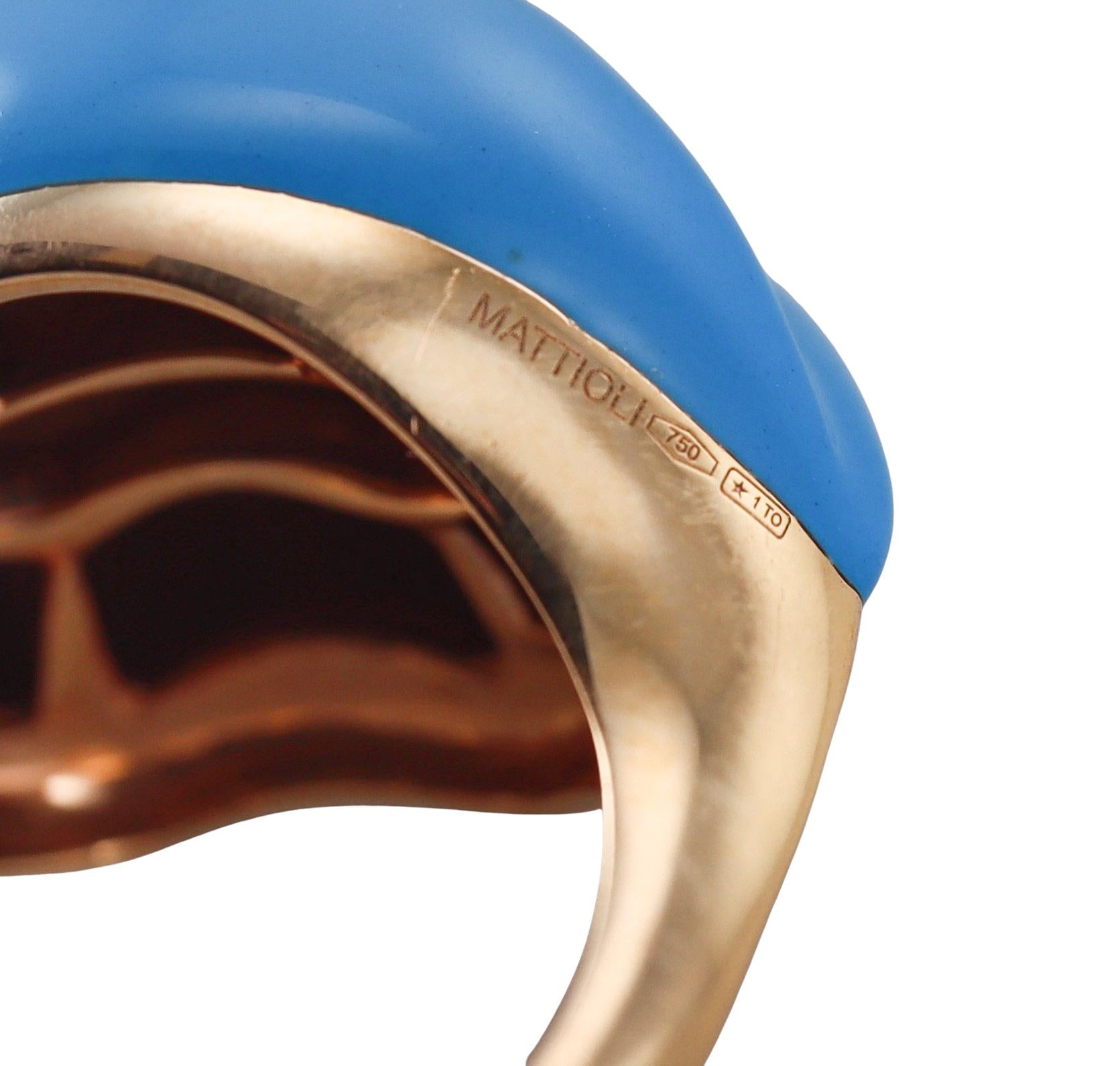 Mattioli Rose Gold Blue Enamel Lips Ring