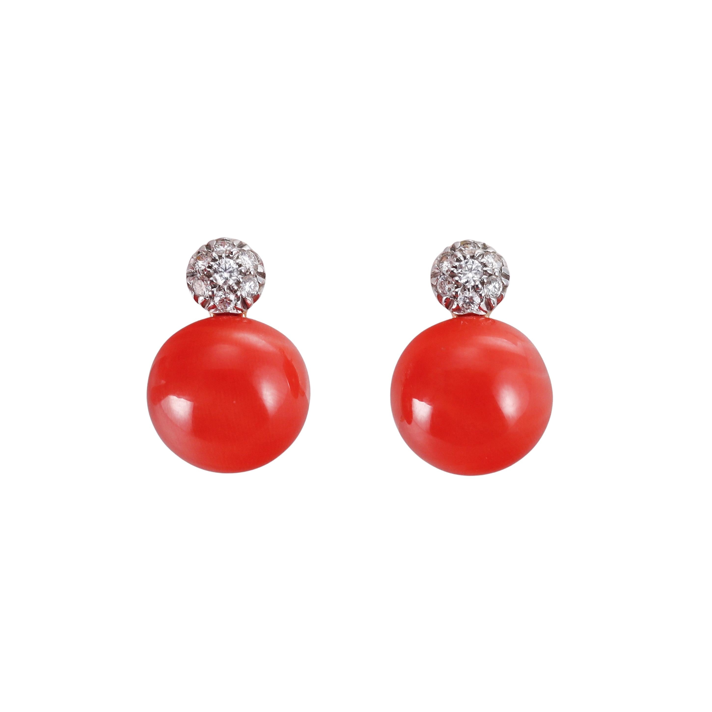 Chantecler Coral Diamond Rose Gold Earrings