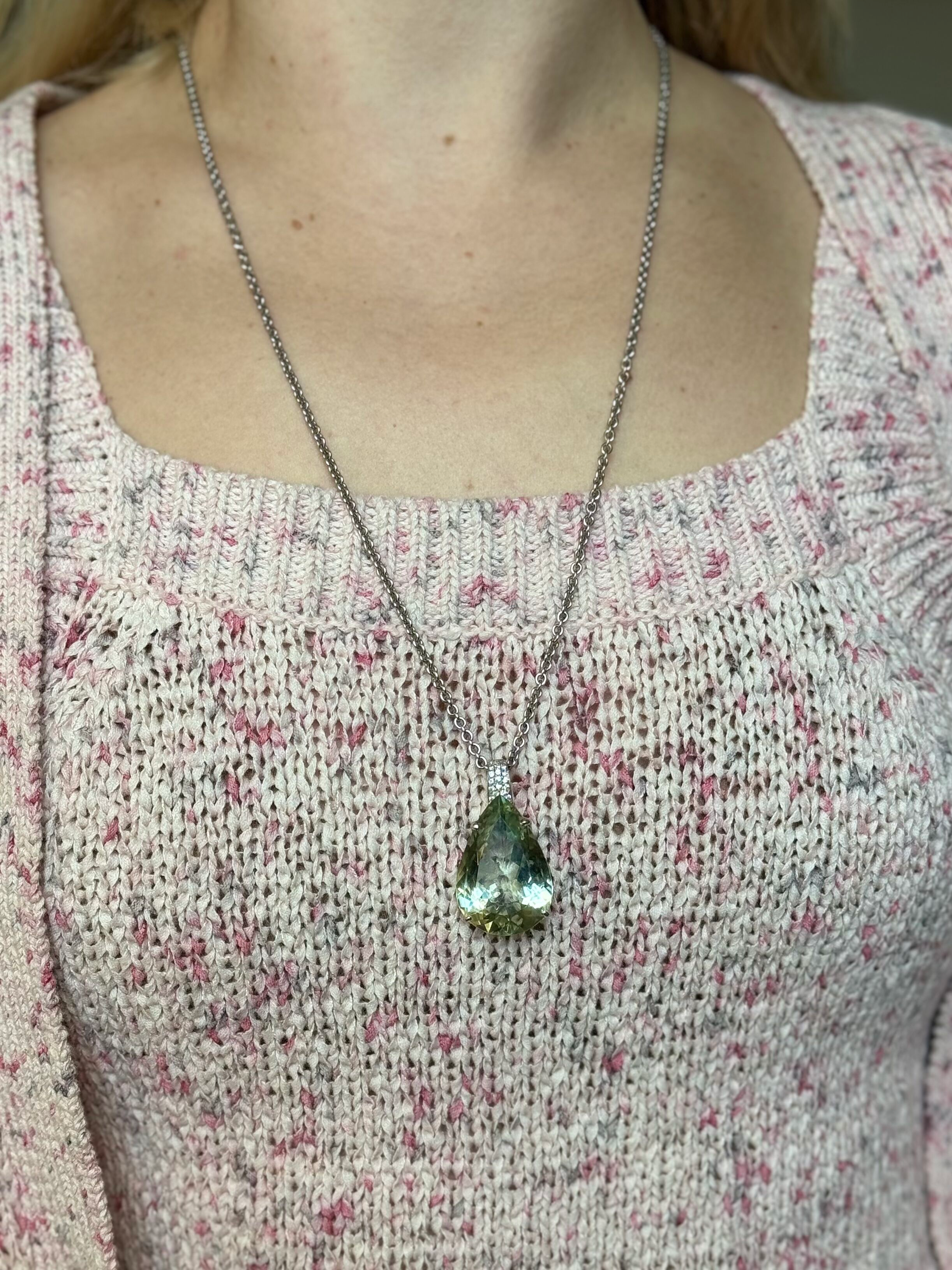 H. Stern 50ct Prasiolite Diamond Gold Pendant Necklace