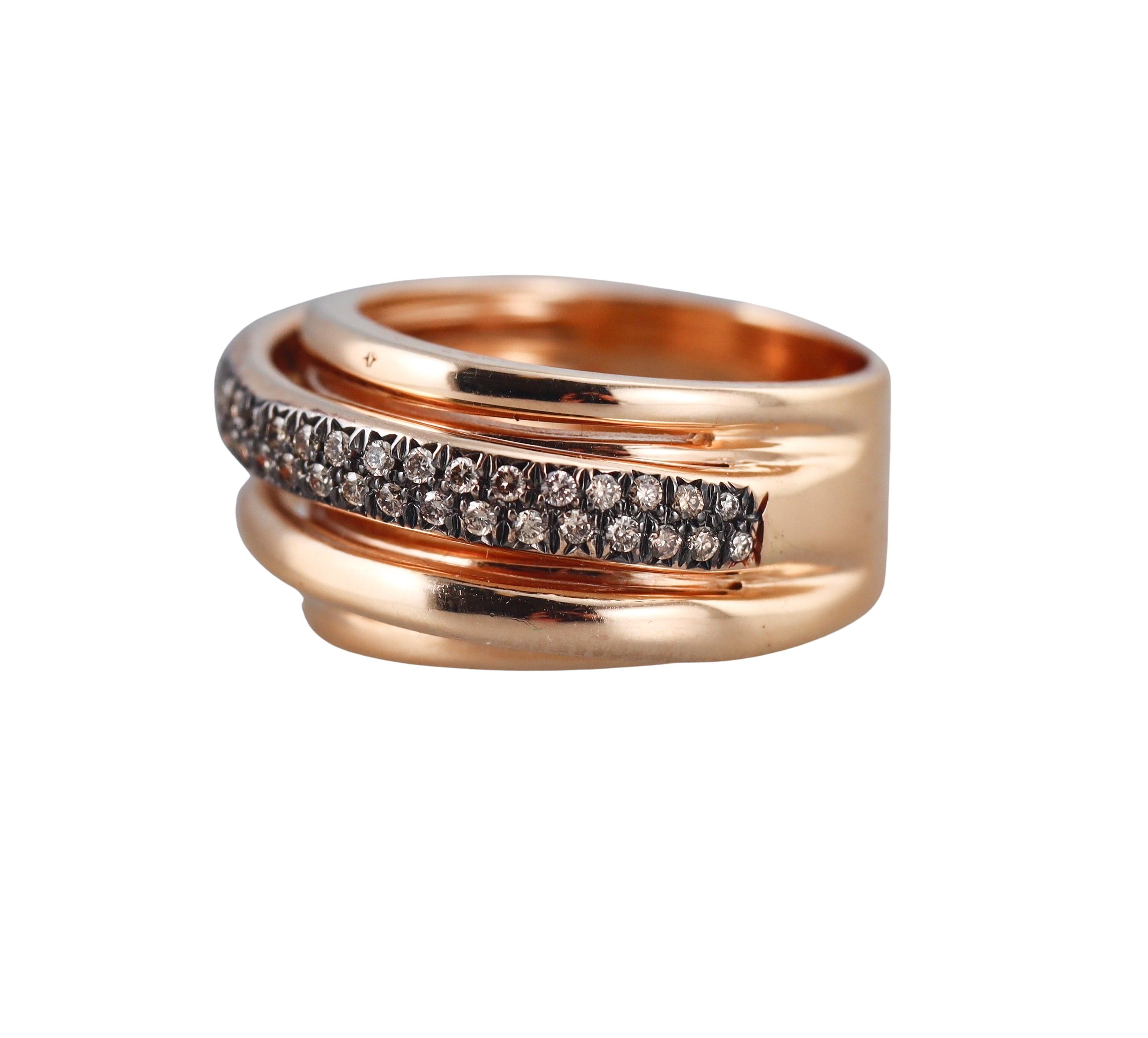 Mattioli Tibet Fancy Diamond Rose Gold Band Ring