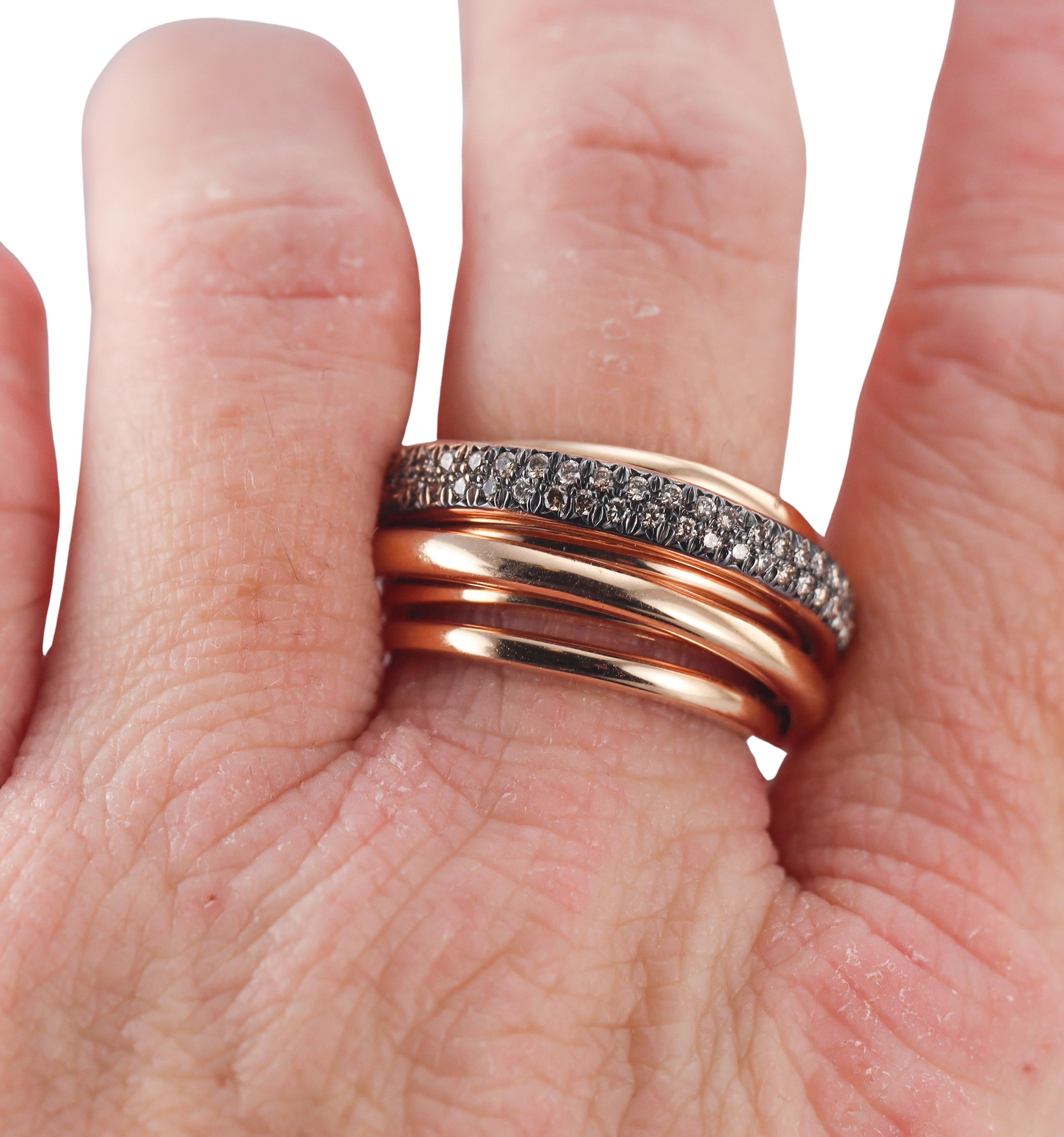 Mattioli Tibet Fancy Diamond Rose Gold Band Ring