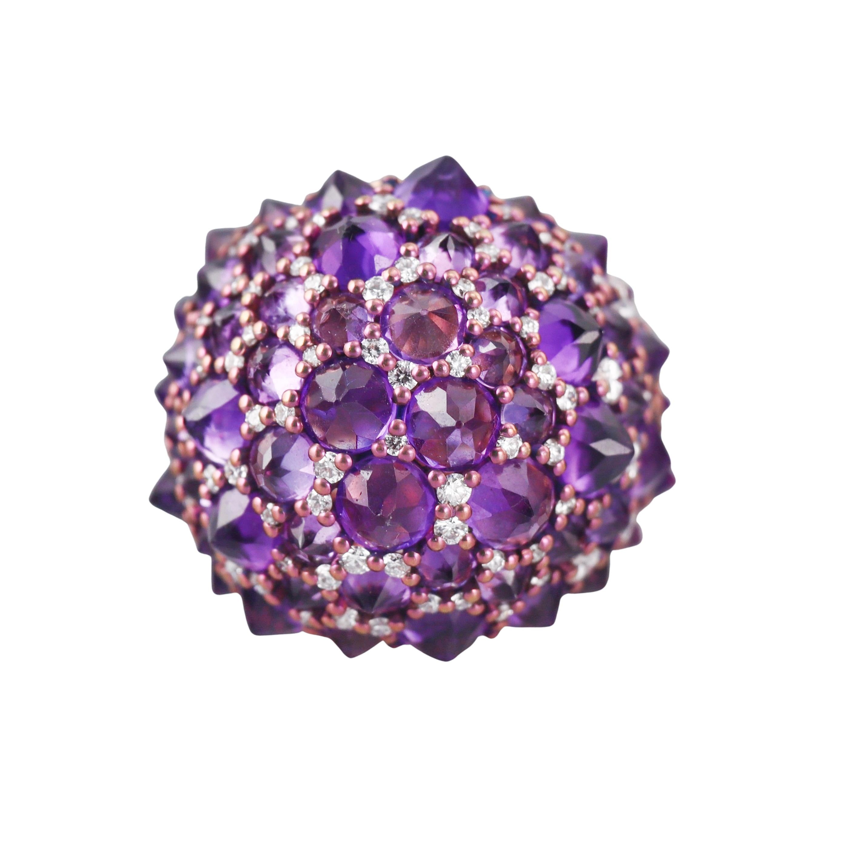 Mattioli Reve_r Amethyst Diamond Rose Gold Cocktail Ring