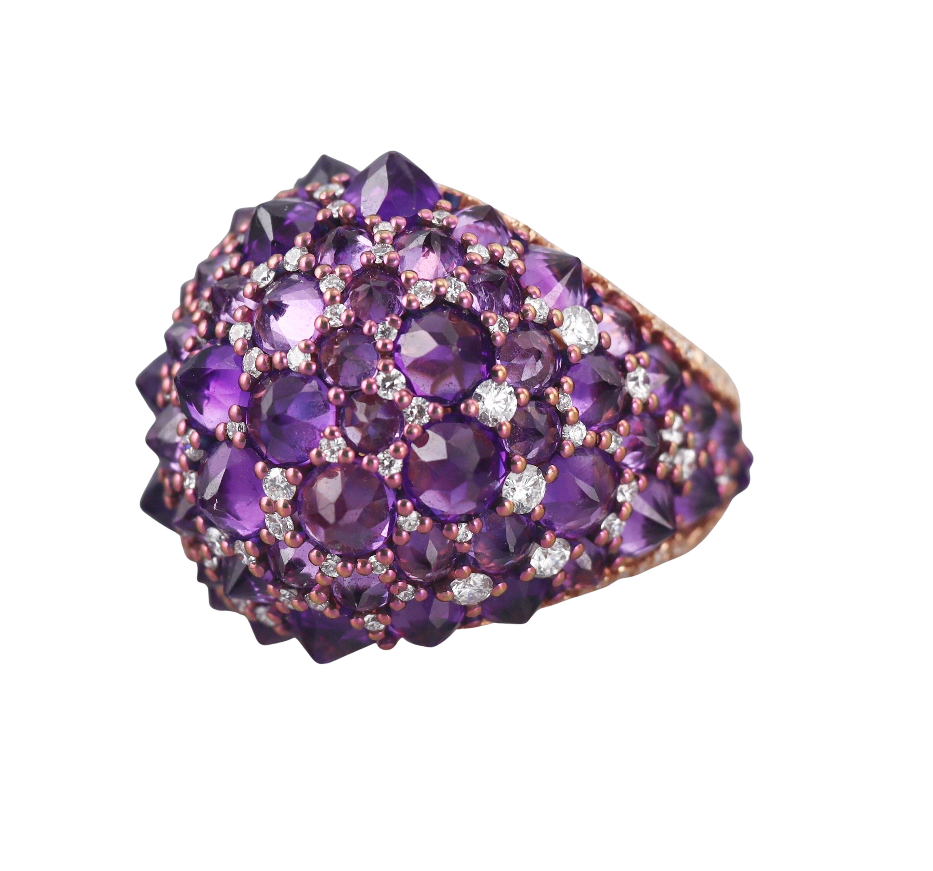 Mattioli Reve_r Amethyst Diamond Rose Gold Cocktail Ring