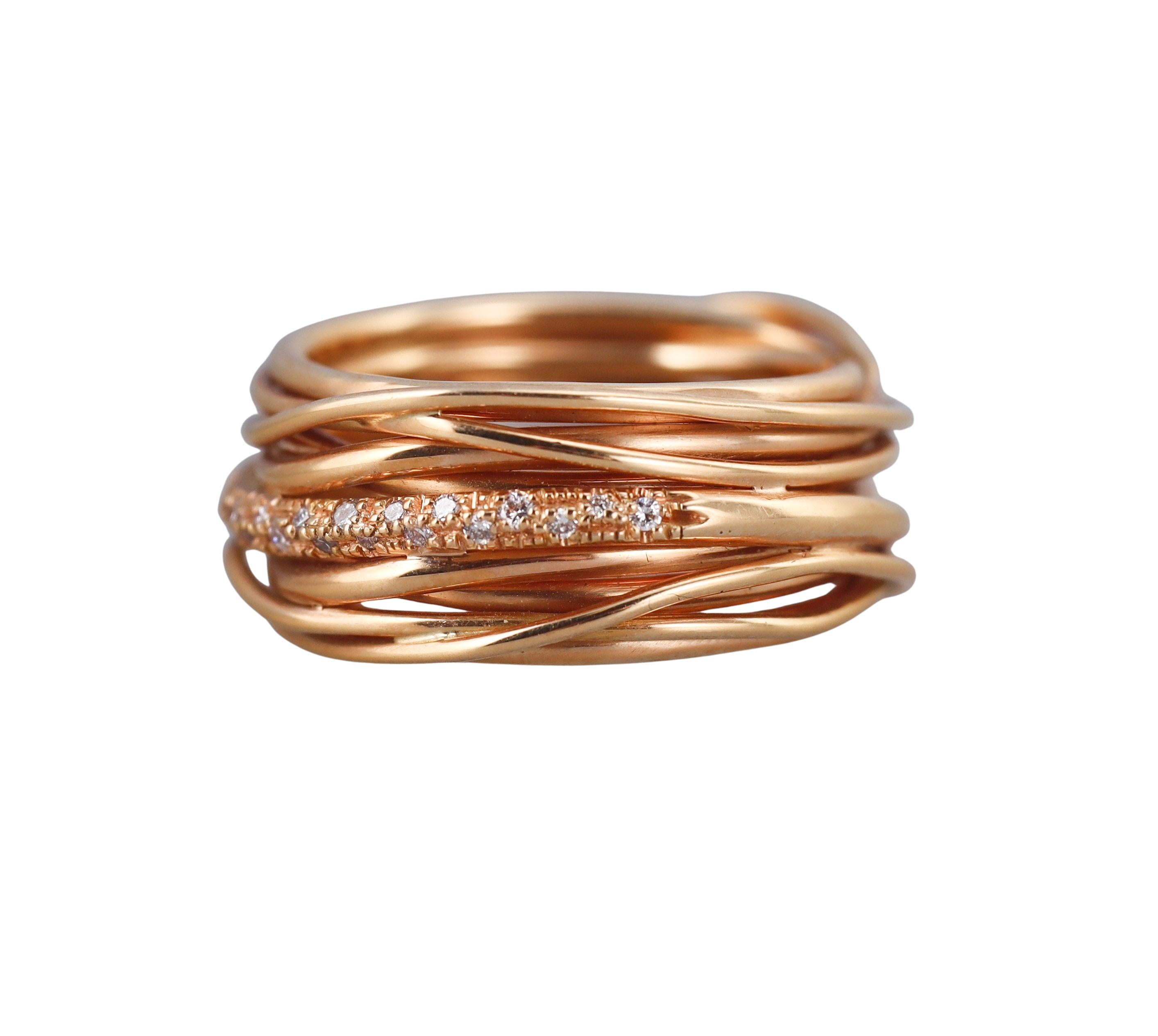 Mattioli Tibet Rose Gold Diamond Band Ring