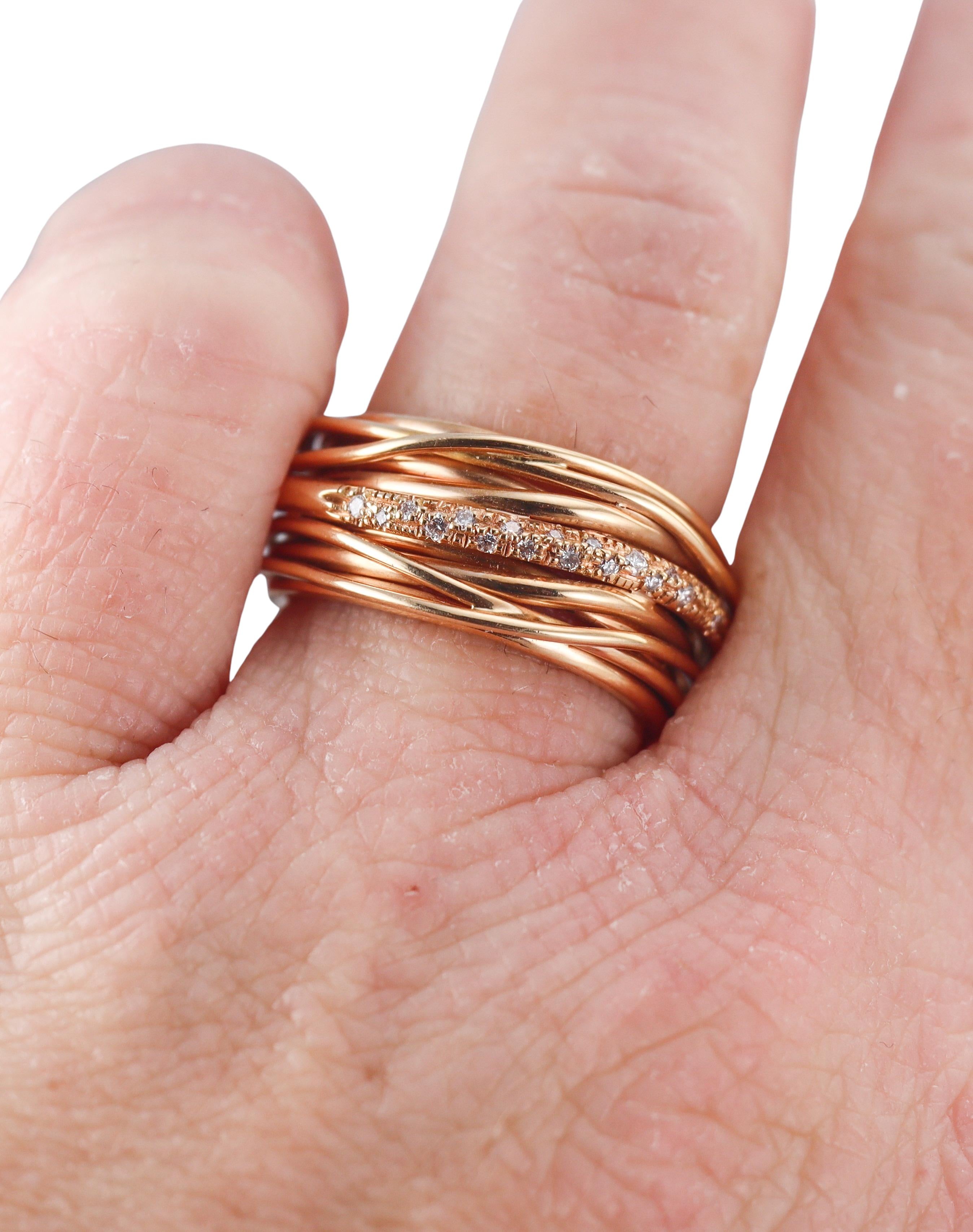 Mattioli Tibet Rose Gold Diamond Band Ring