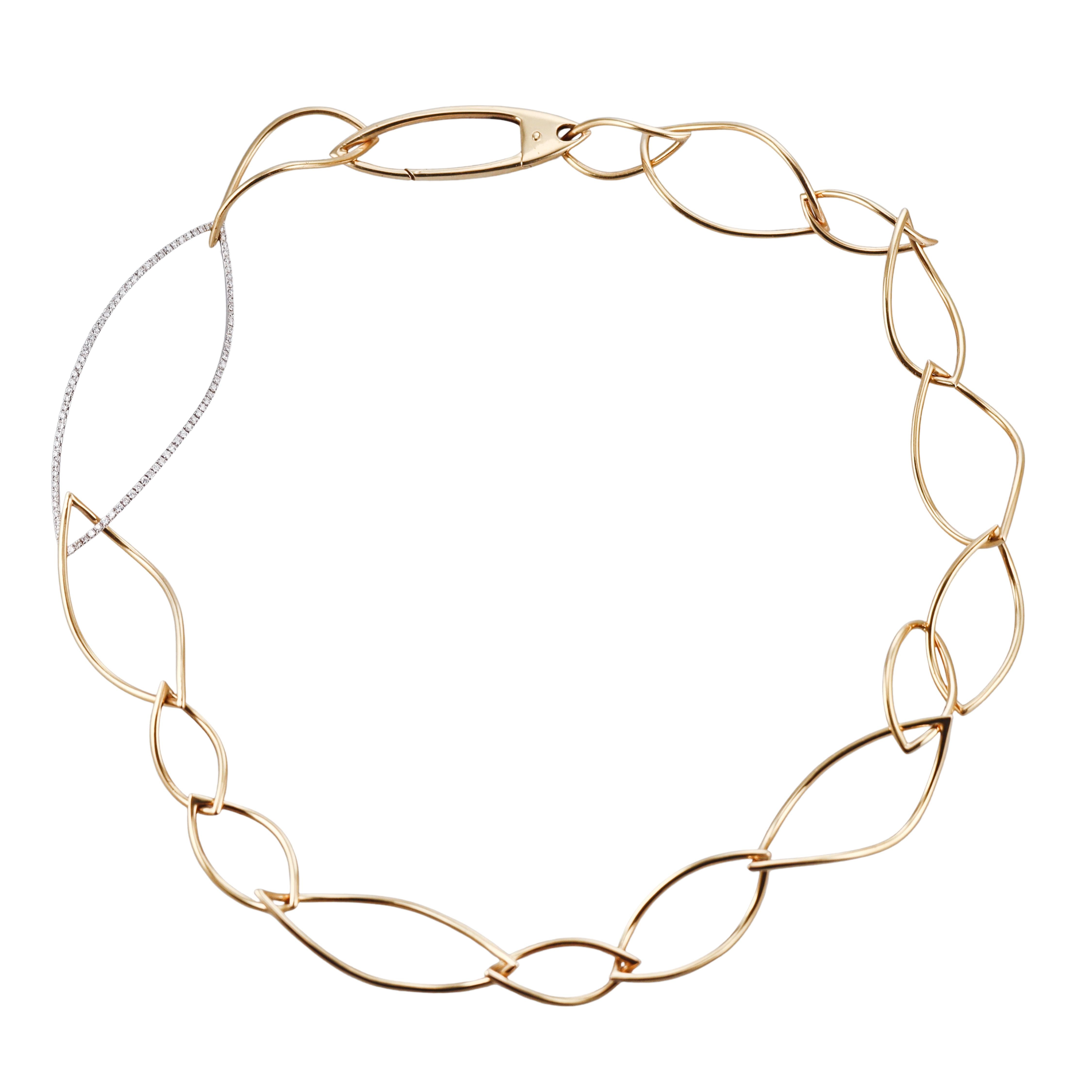Mattioli Navettes Diamond Gold Link Necklace