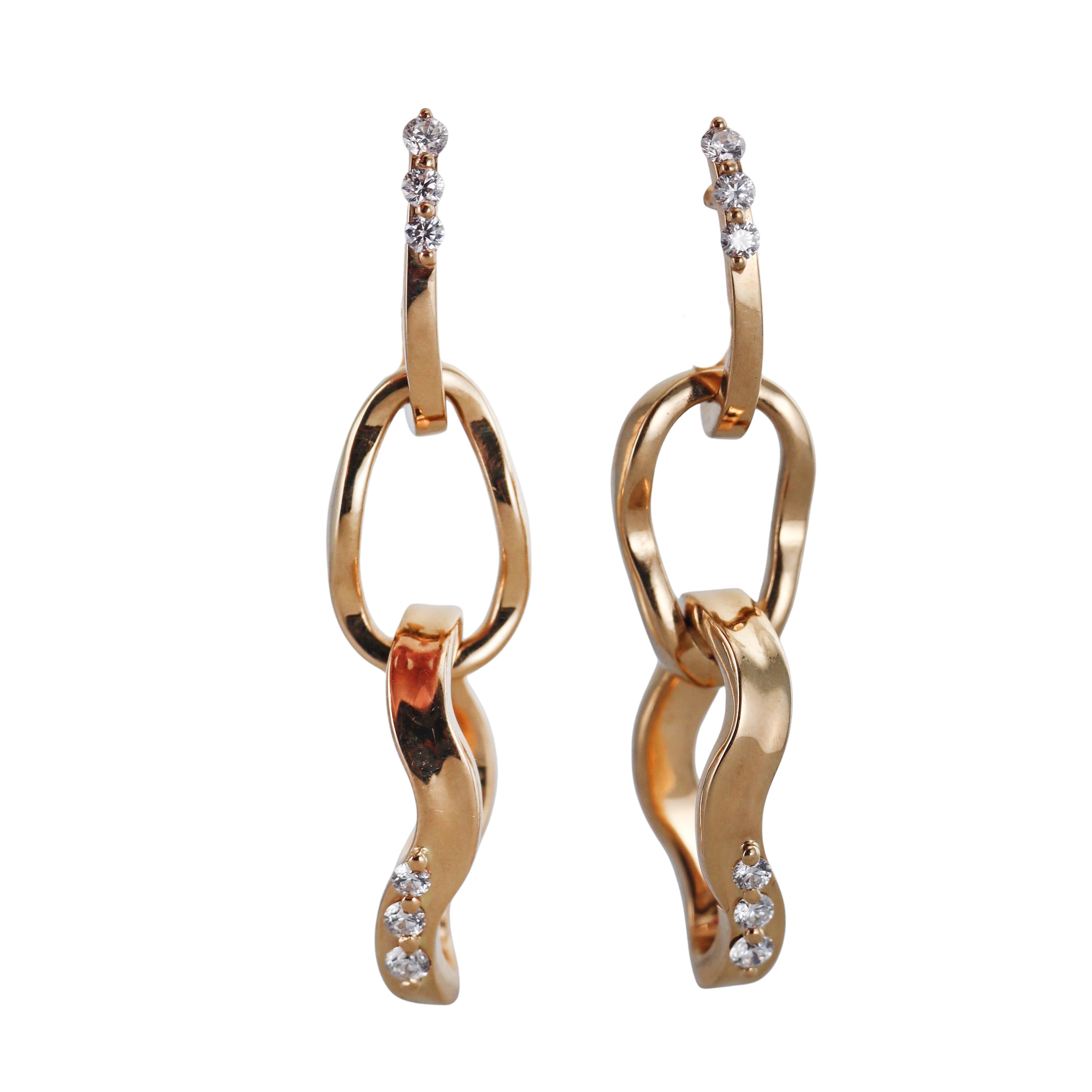 Mattioli Aspis Yellow Gold Diamond Link Drop Earrings
