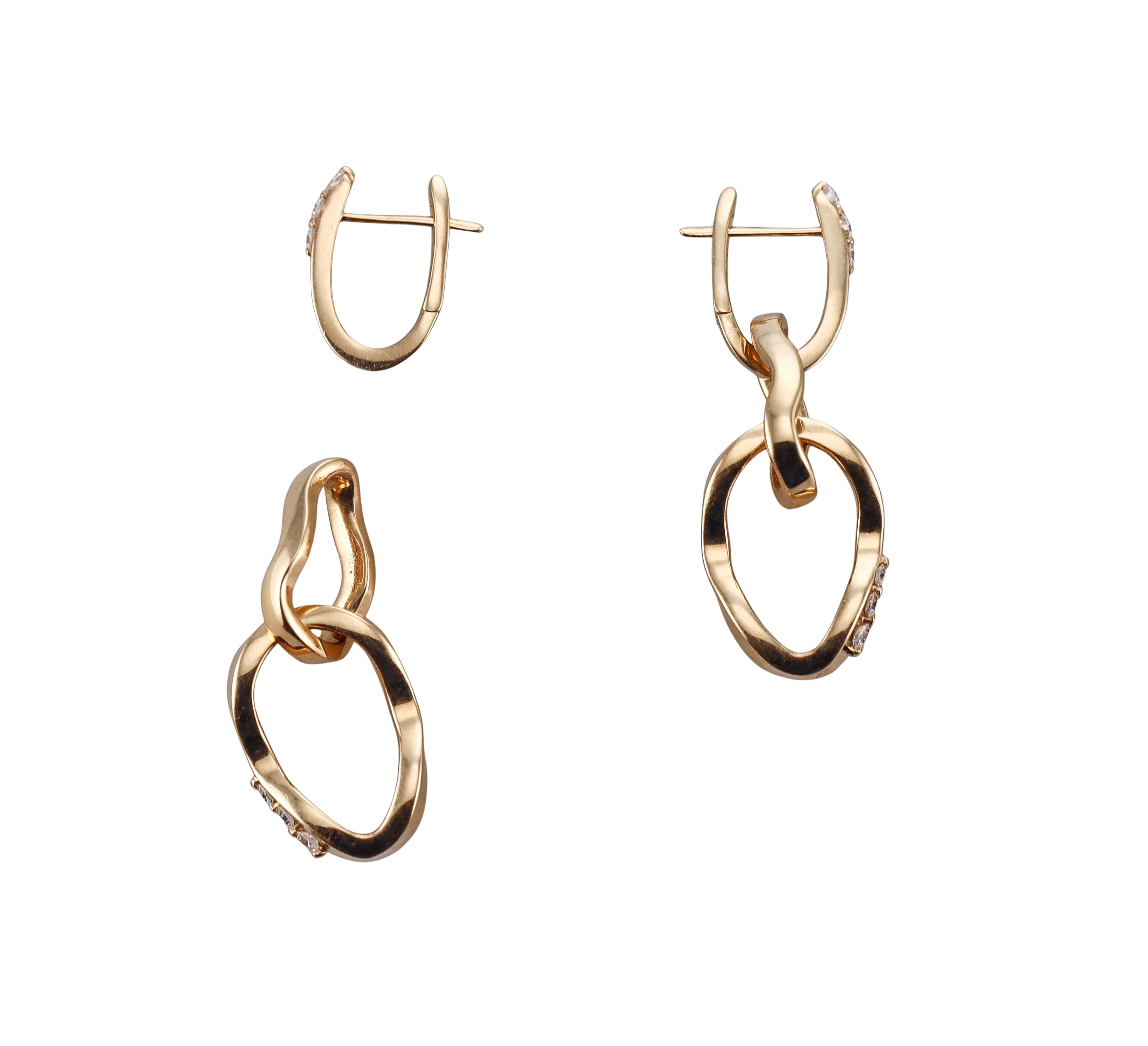 Mattioli Aspis Yellow Gold Diamond Link Drop Earrings
