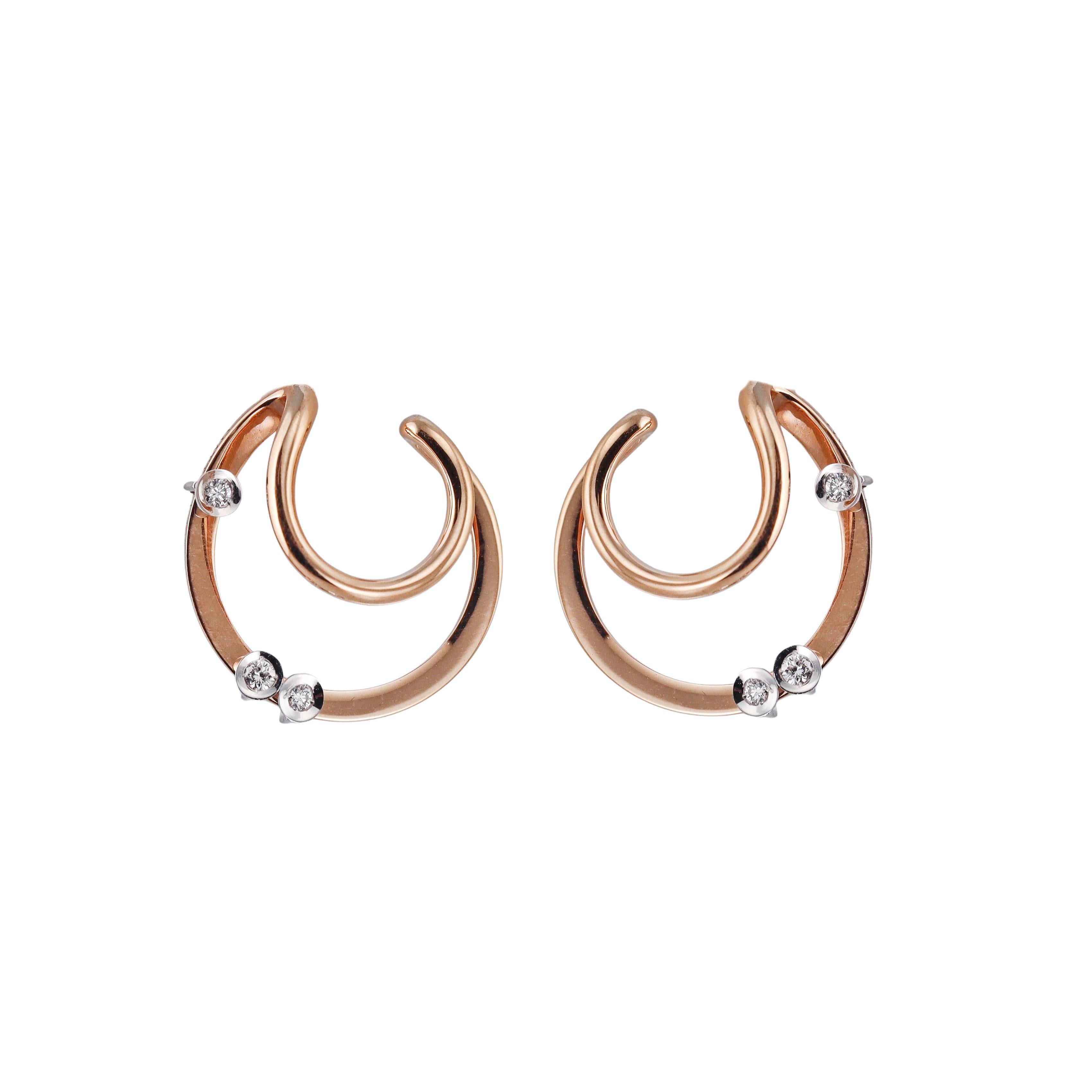 Mattioli Chips Rose Gold Diamond Circle Earrings