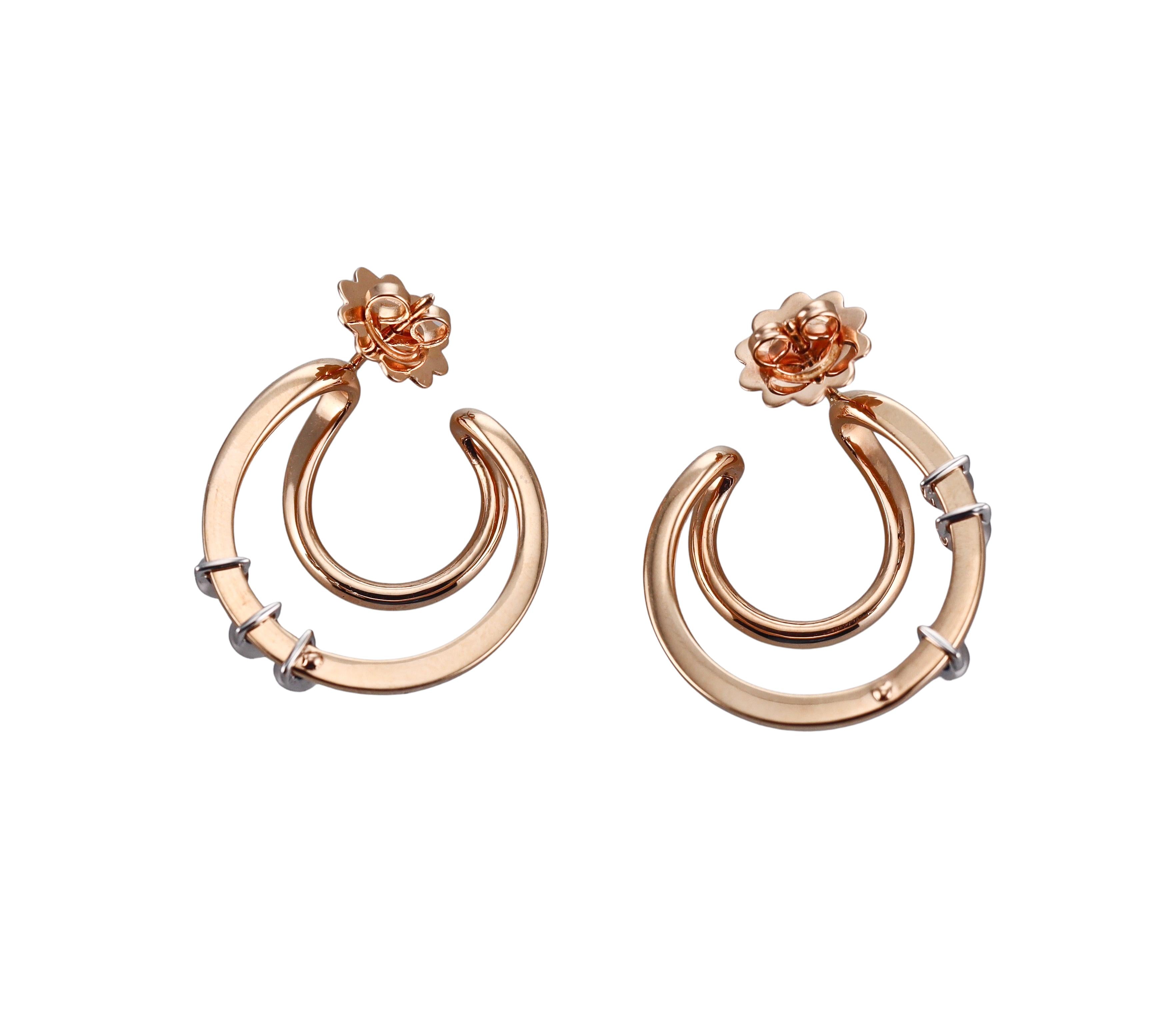 Mattioli Chips Rose Gold Diamond Circle Earrings