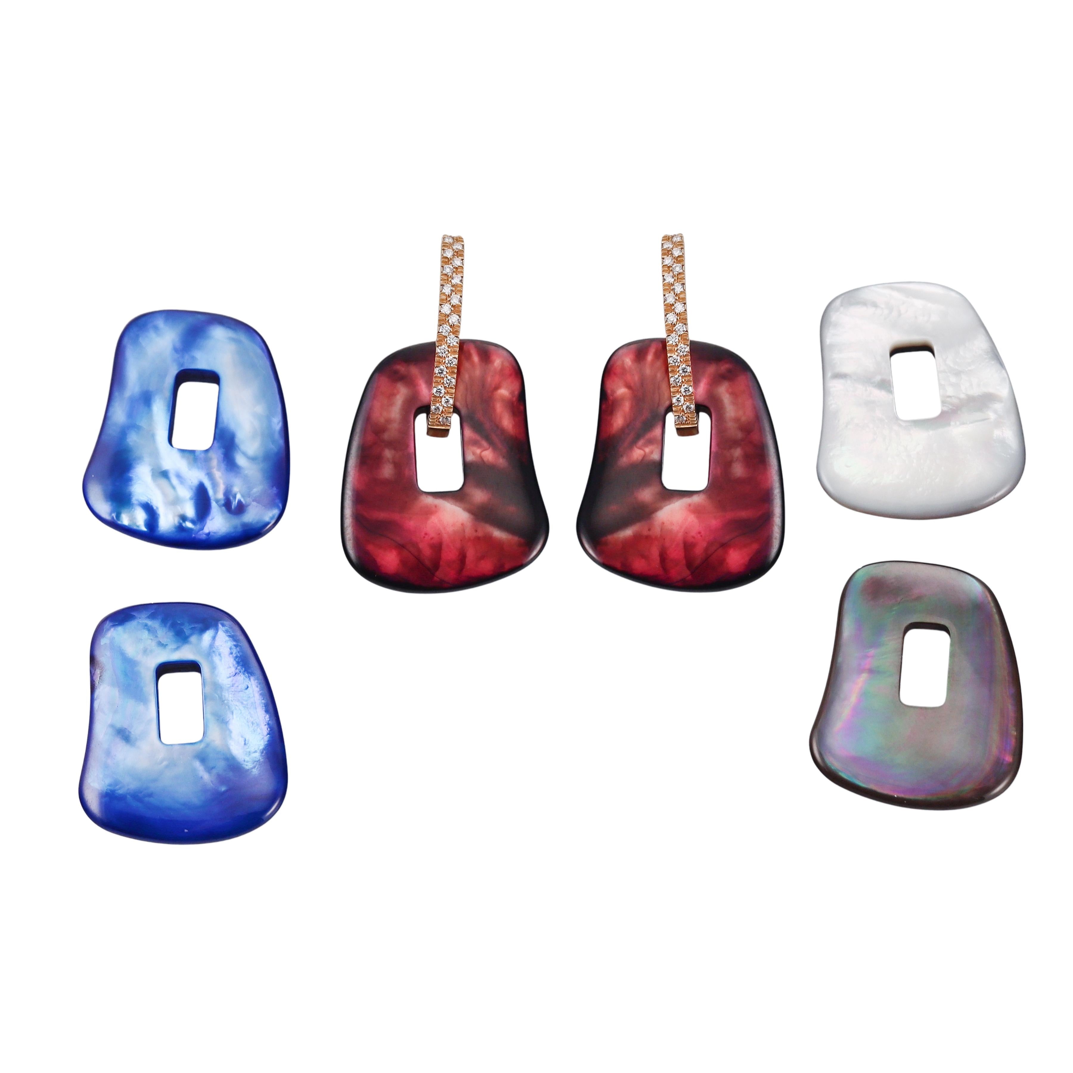 Mattioli Puzzle Diamond Rose Gold MOP Large Interchangeable Earrings