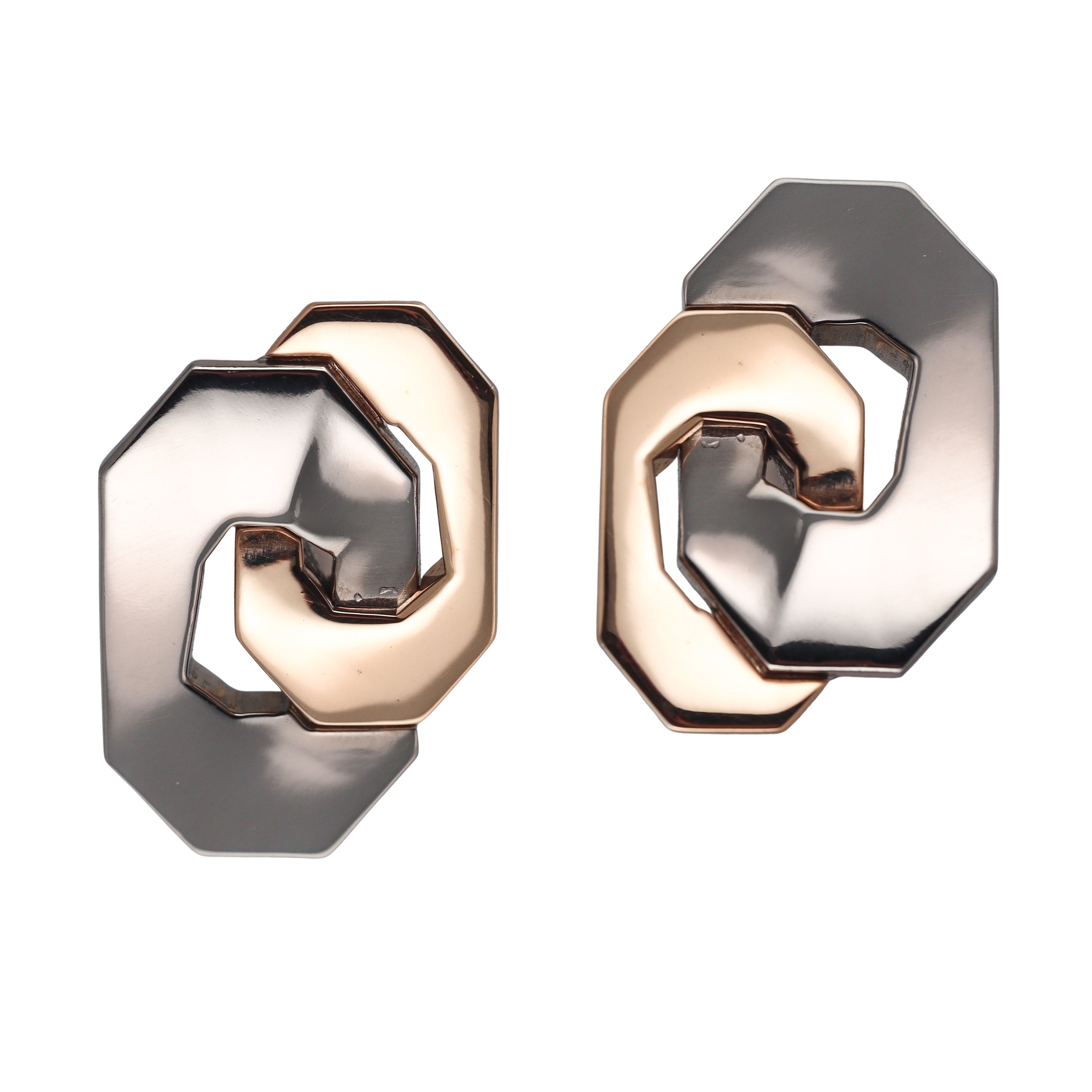 Sabbadini Titanium Rose Gold Link Earrings