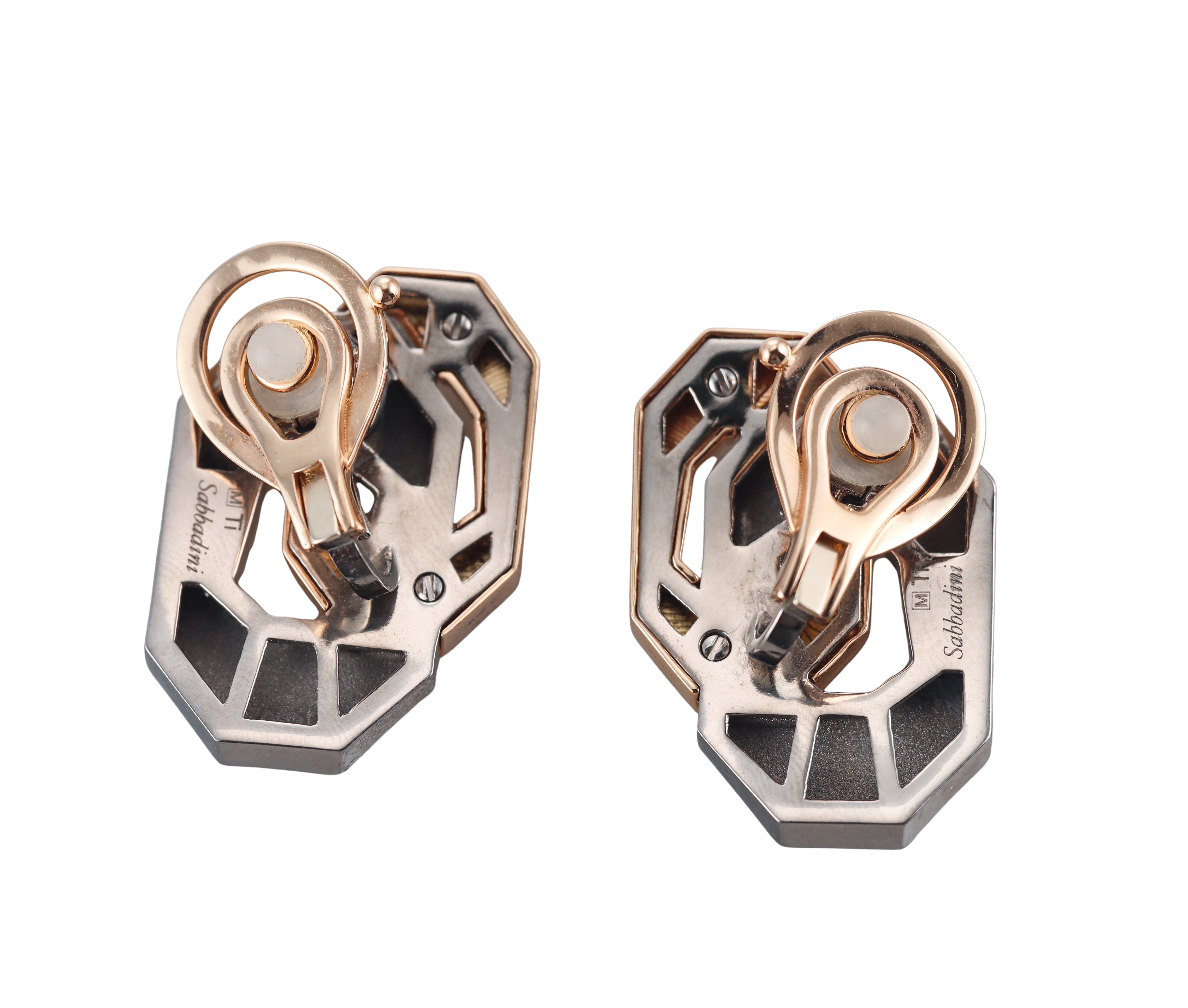 Sabbadini Titanium Rose Gold Link Earrings