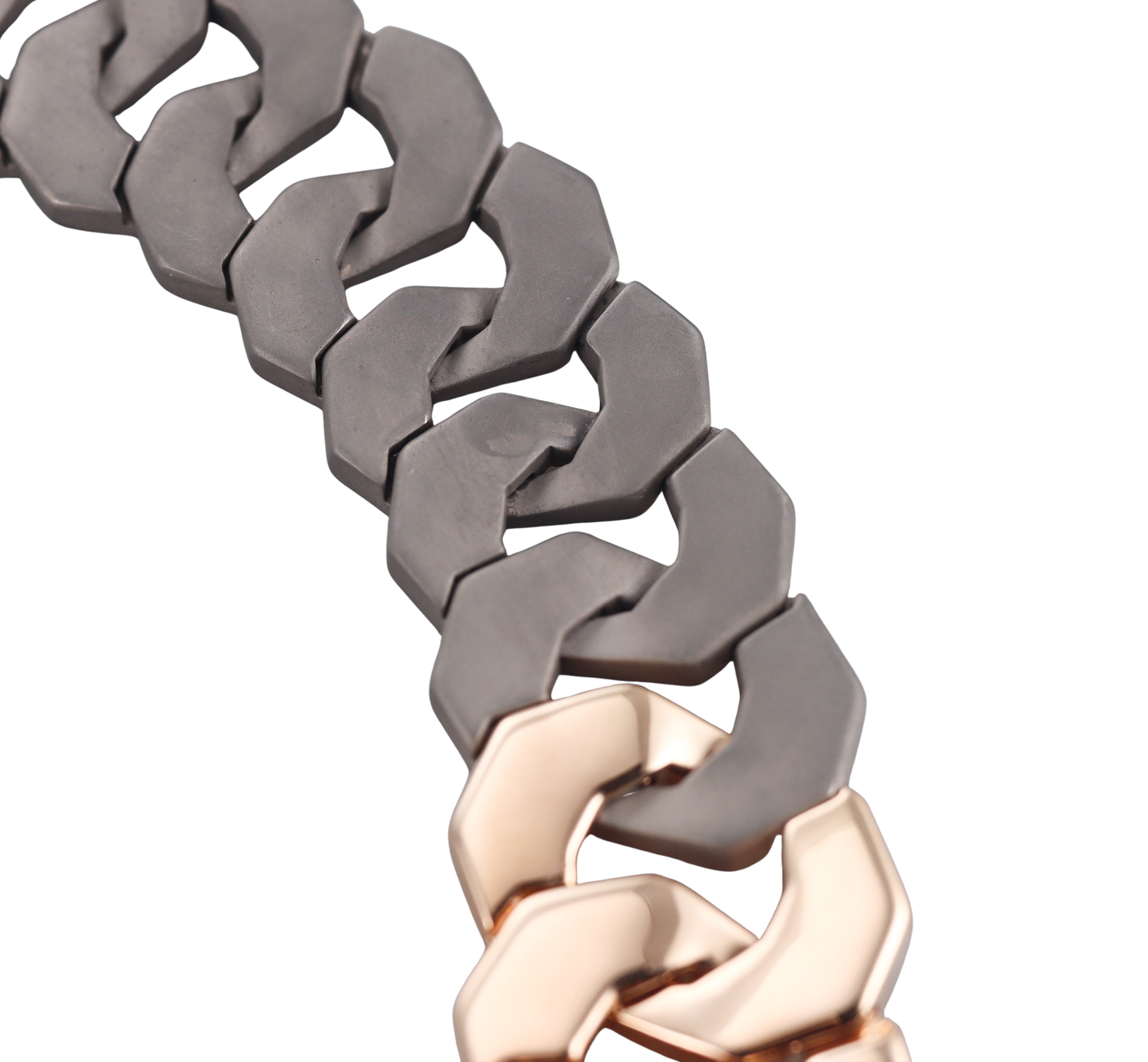Sabbadini Titanium Rose Gold Link Necklace