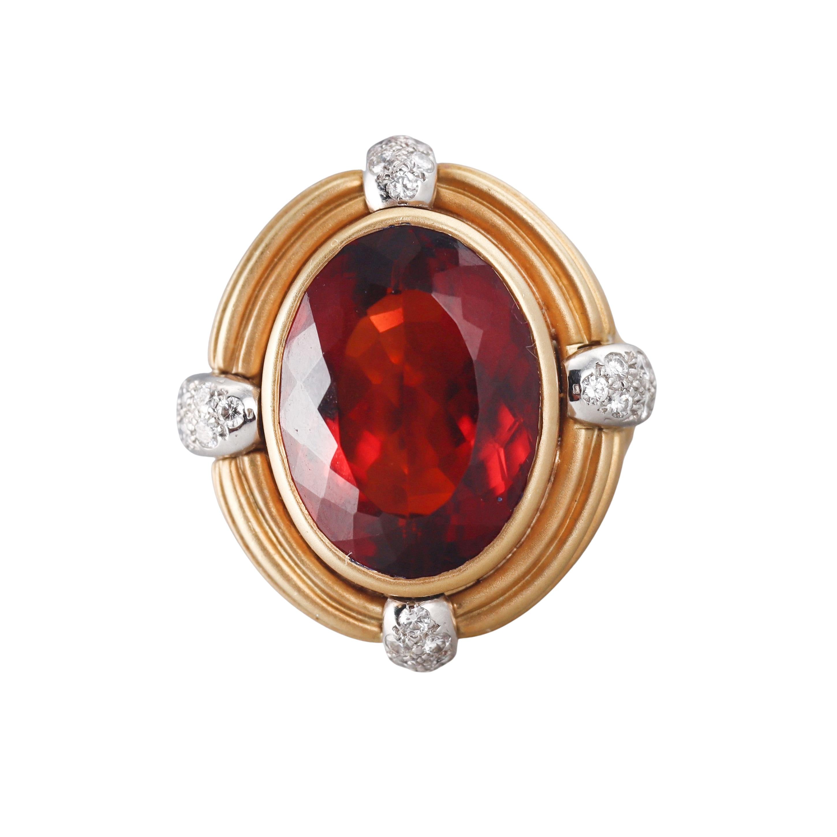 Kwiat Vintage Diamond Madeira Citrine Gold Cocktail Ring