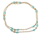 Yellow Gold Blue Enamel Long Station Necklace