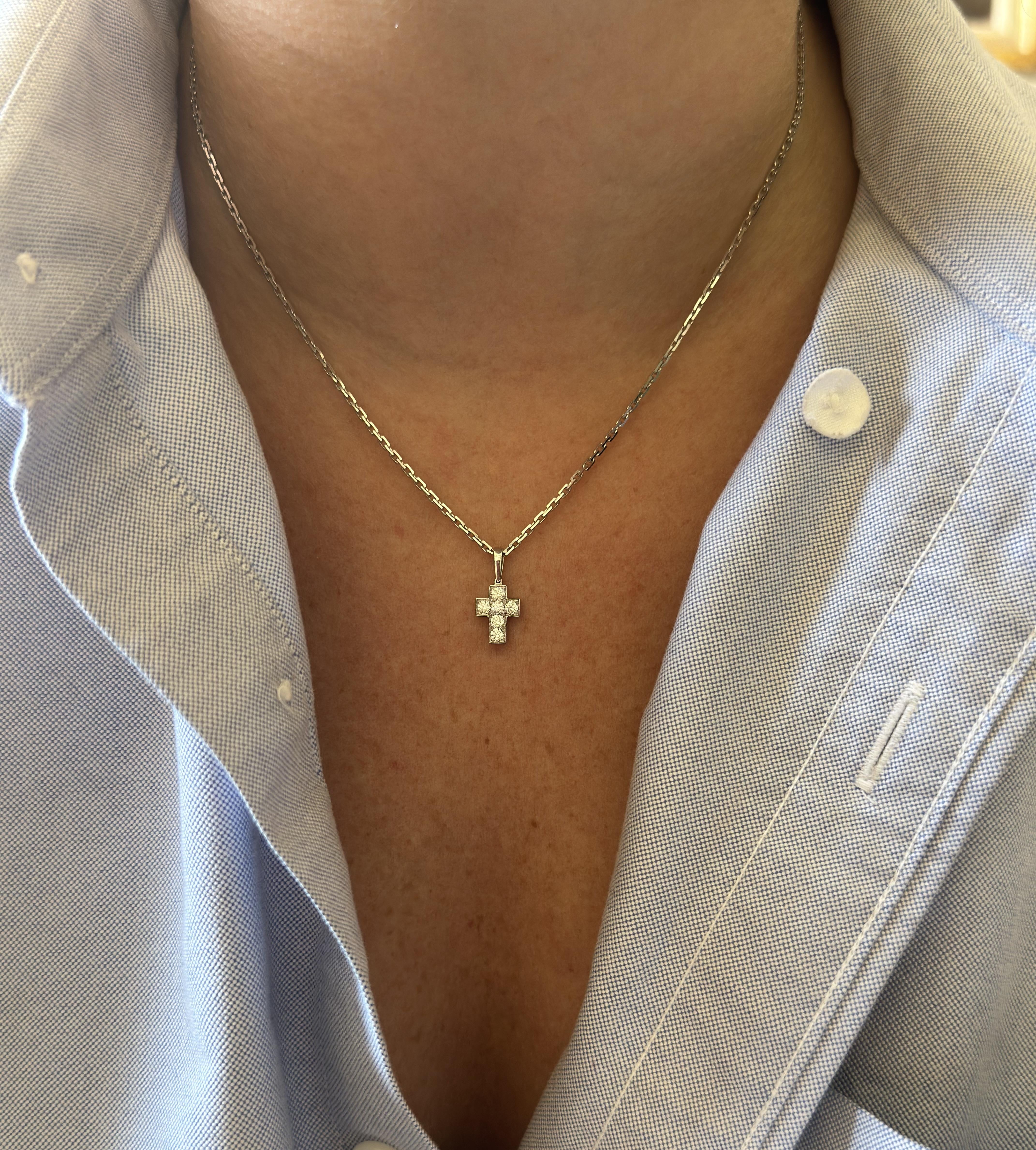 Cartier Diamond Gold Cross Pendant Necklace