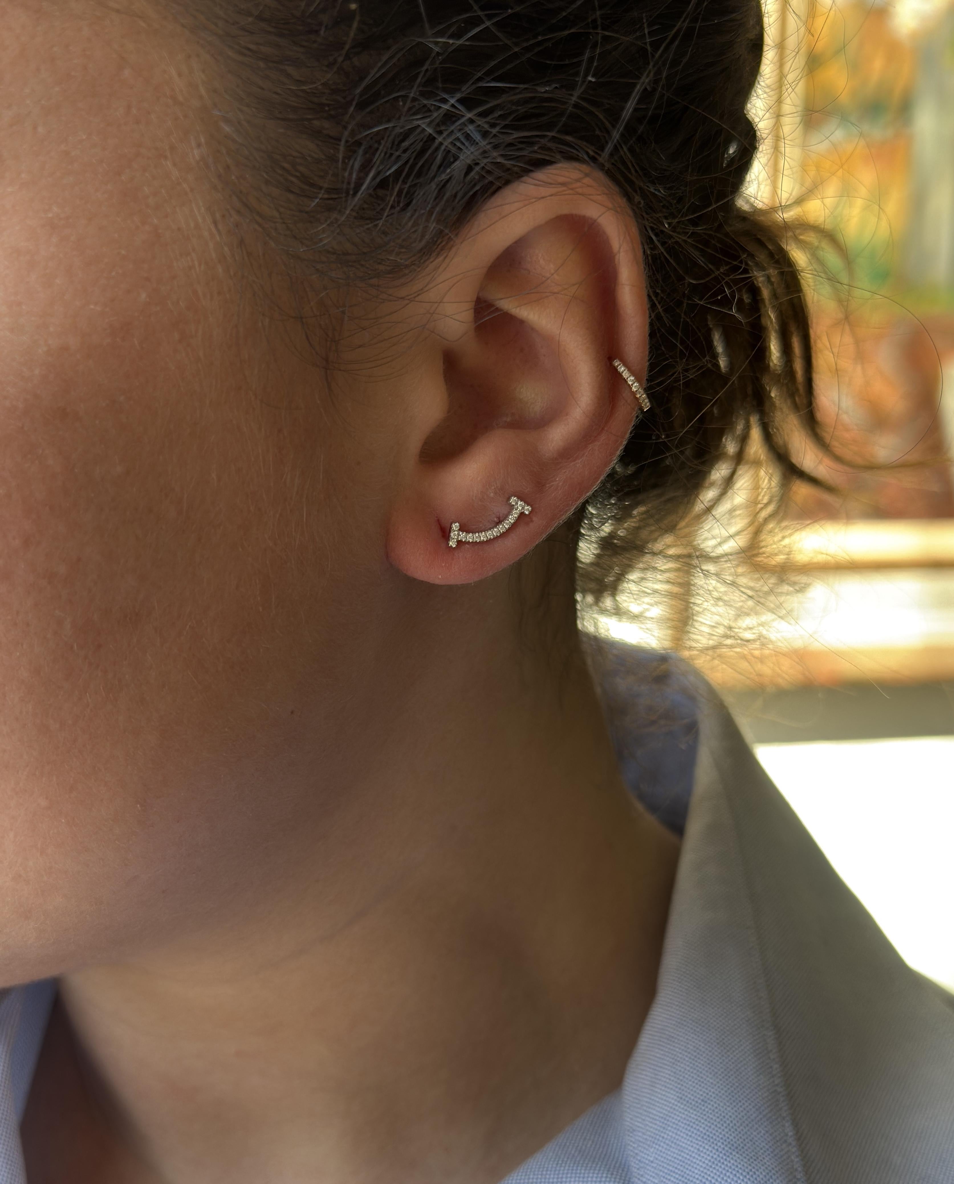 Tiffany & Co T Smile Diamond White Gold Stud Earrings