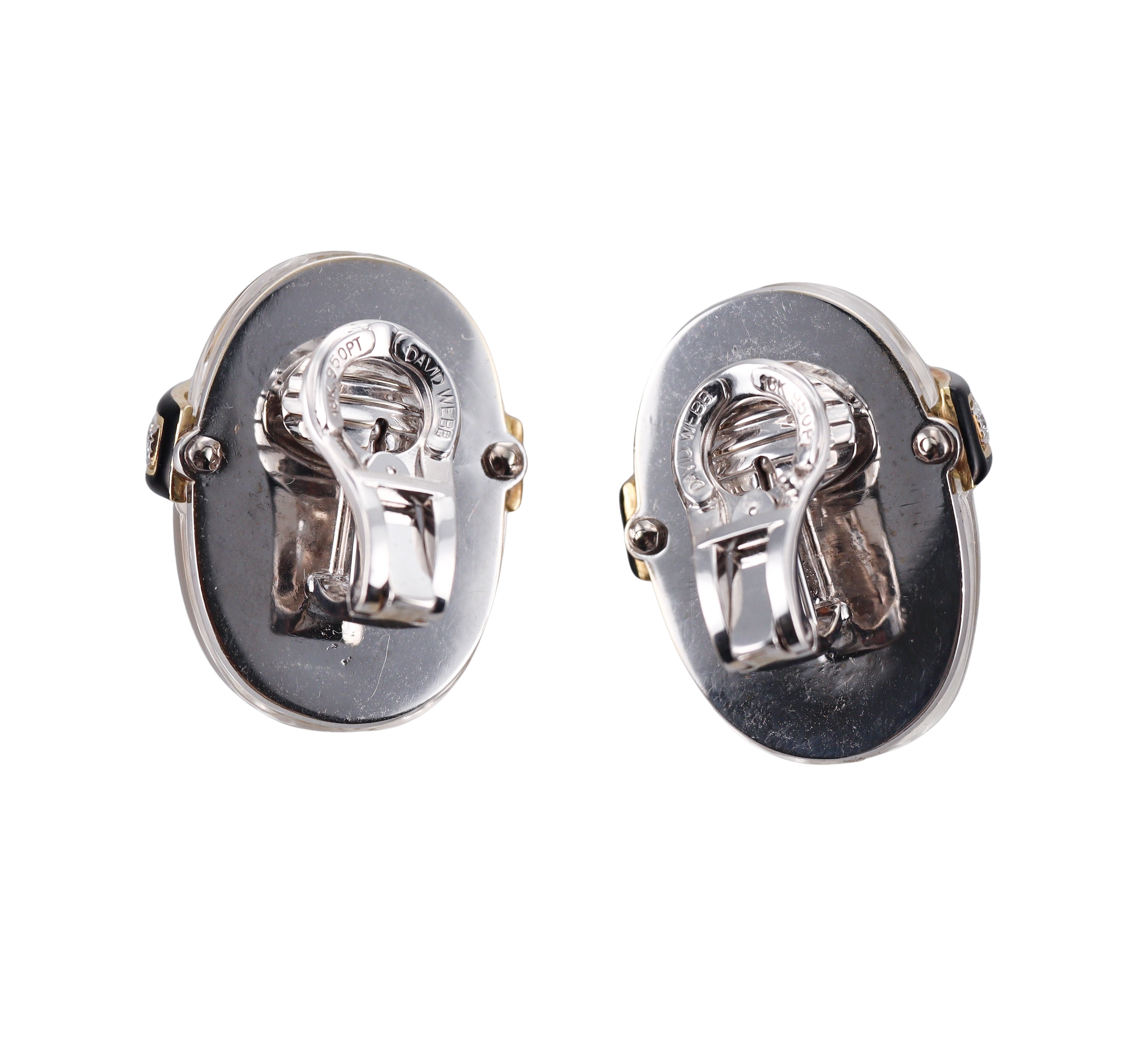 David Webb Carved Crystal Diamond Enamel Gold Platinum Earrings