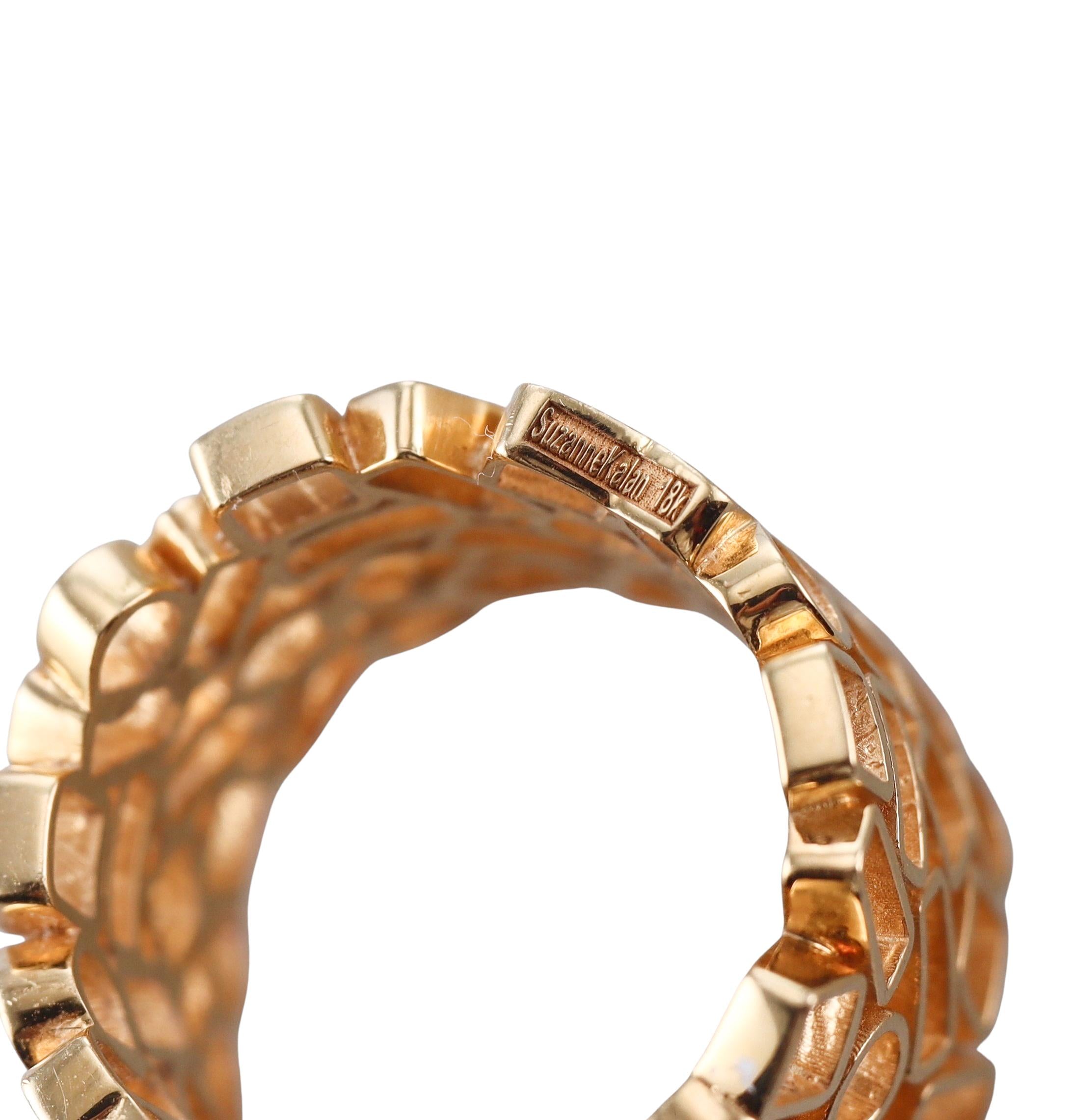 Suzanne Kalan Diamond Gold Geometric Wide Band Ring