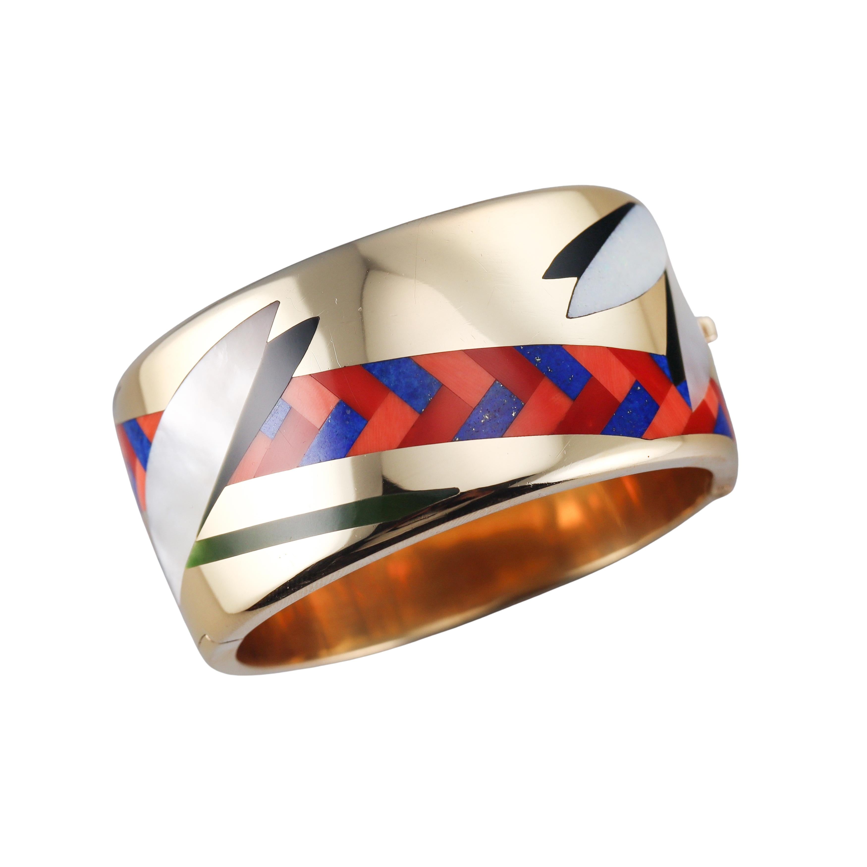Tiffany & Co Angela Cummings Inlay Opal Lapis Coral Gold Bracelet