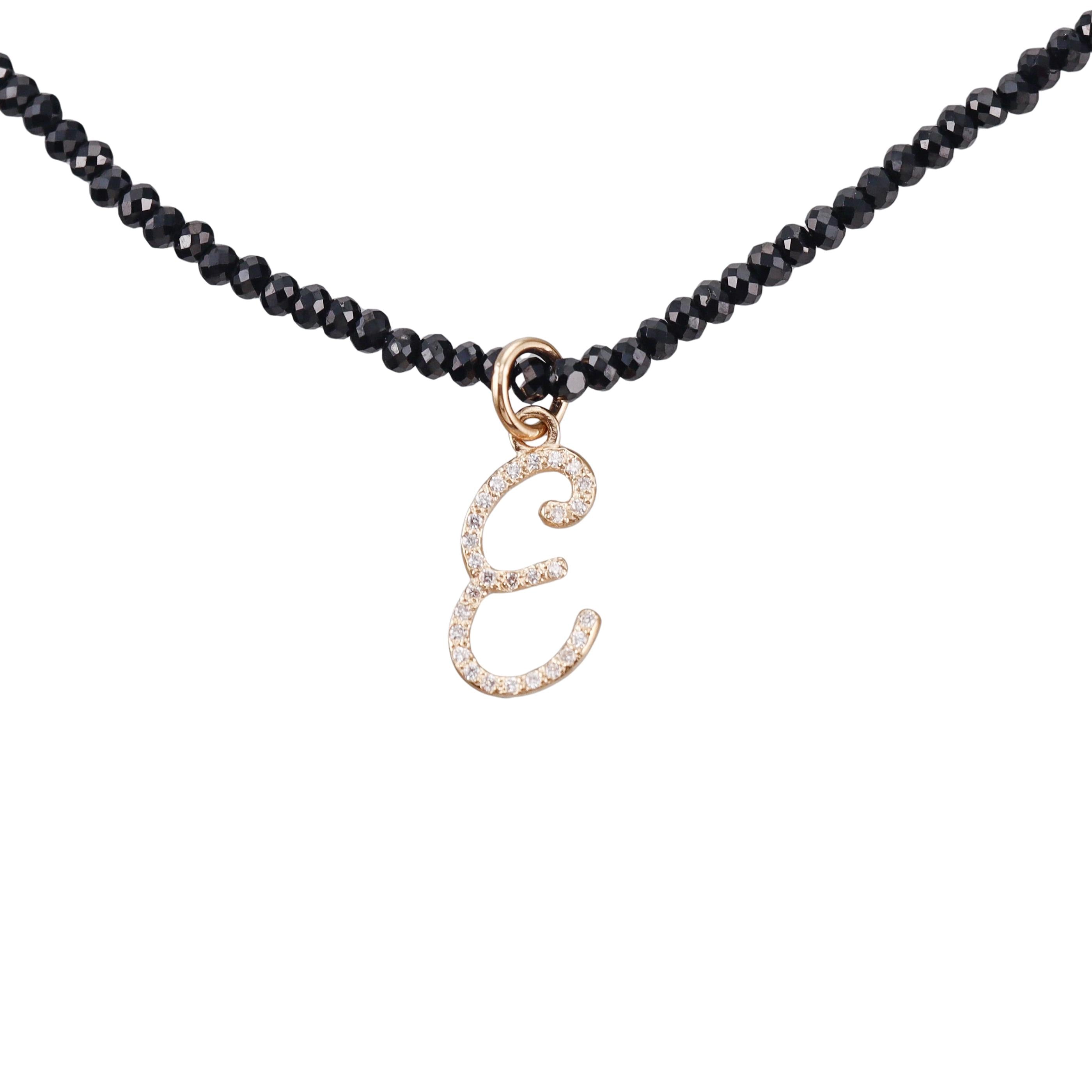 Mastrogioielli Gold Diamond Spinel Letter E Charm Necklace