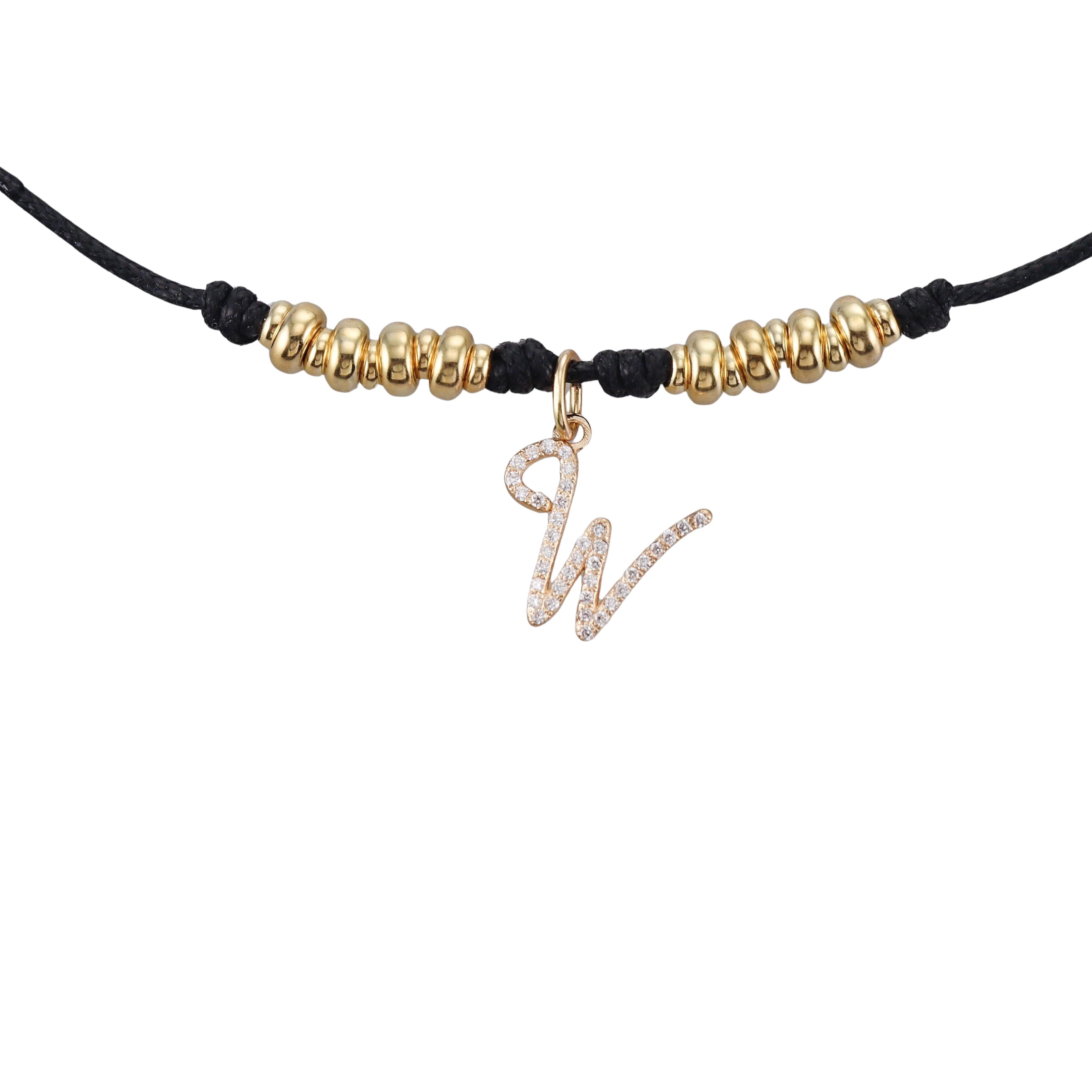 Mastrogioielli Gold Diamond Letter W Charm Necklace