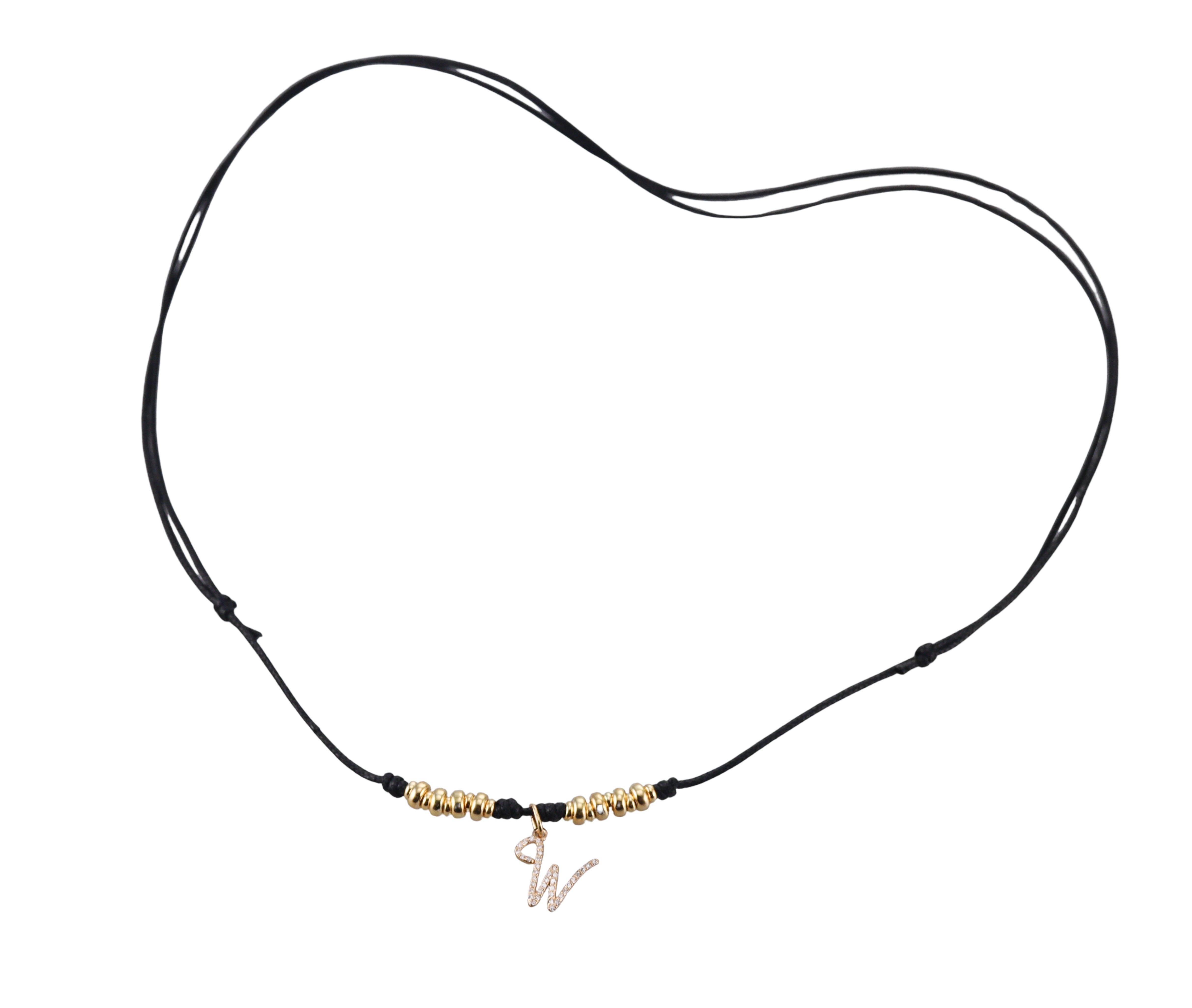 Mastrogioielli Gold Diamond Letter W Charm Necklace