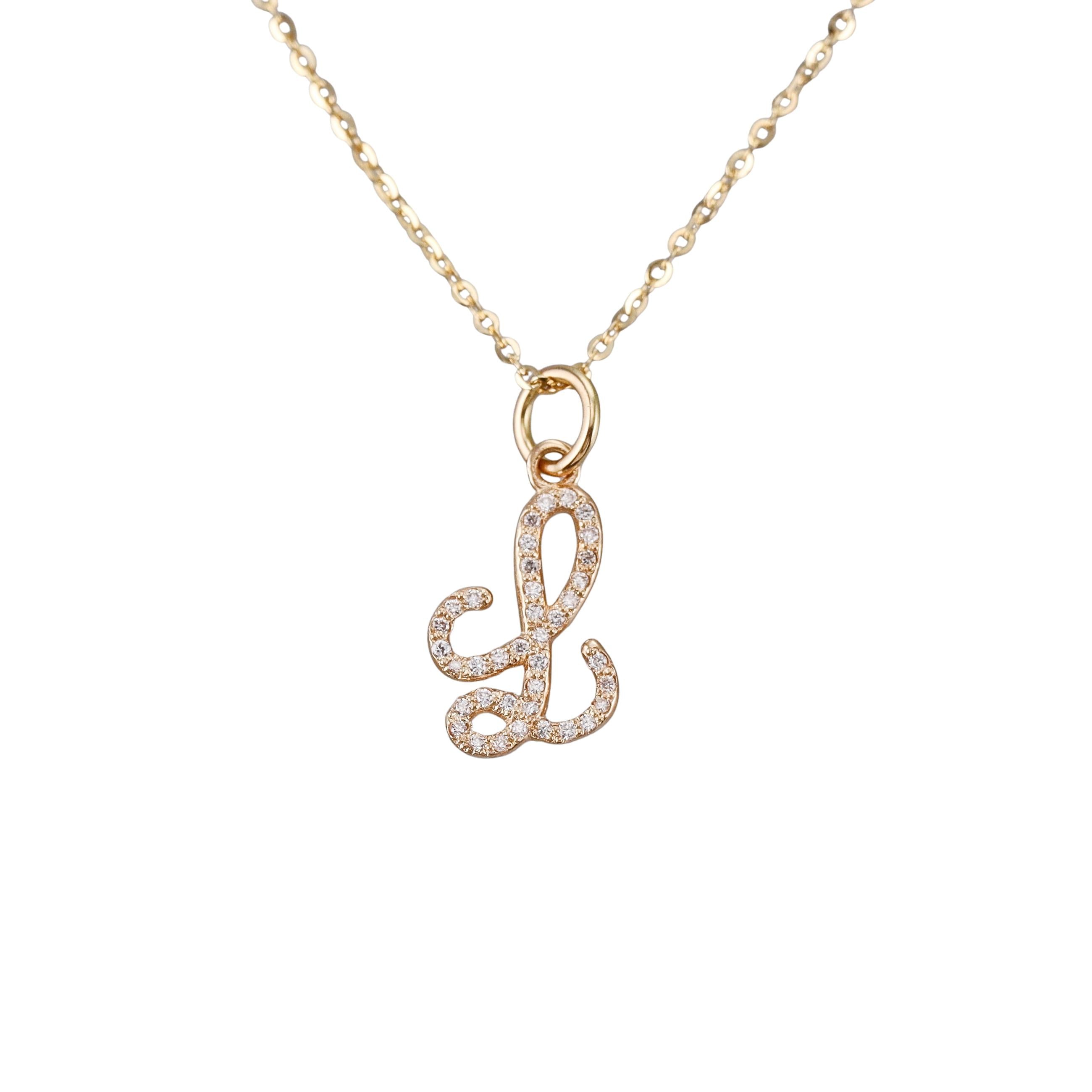 Mastrogioielli Gold Diamond Letter L Charm Necklace