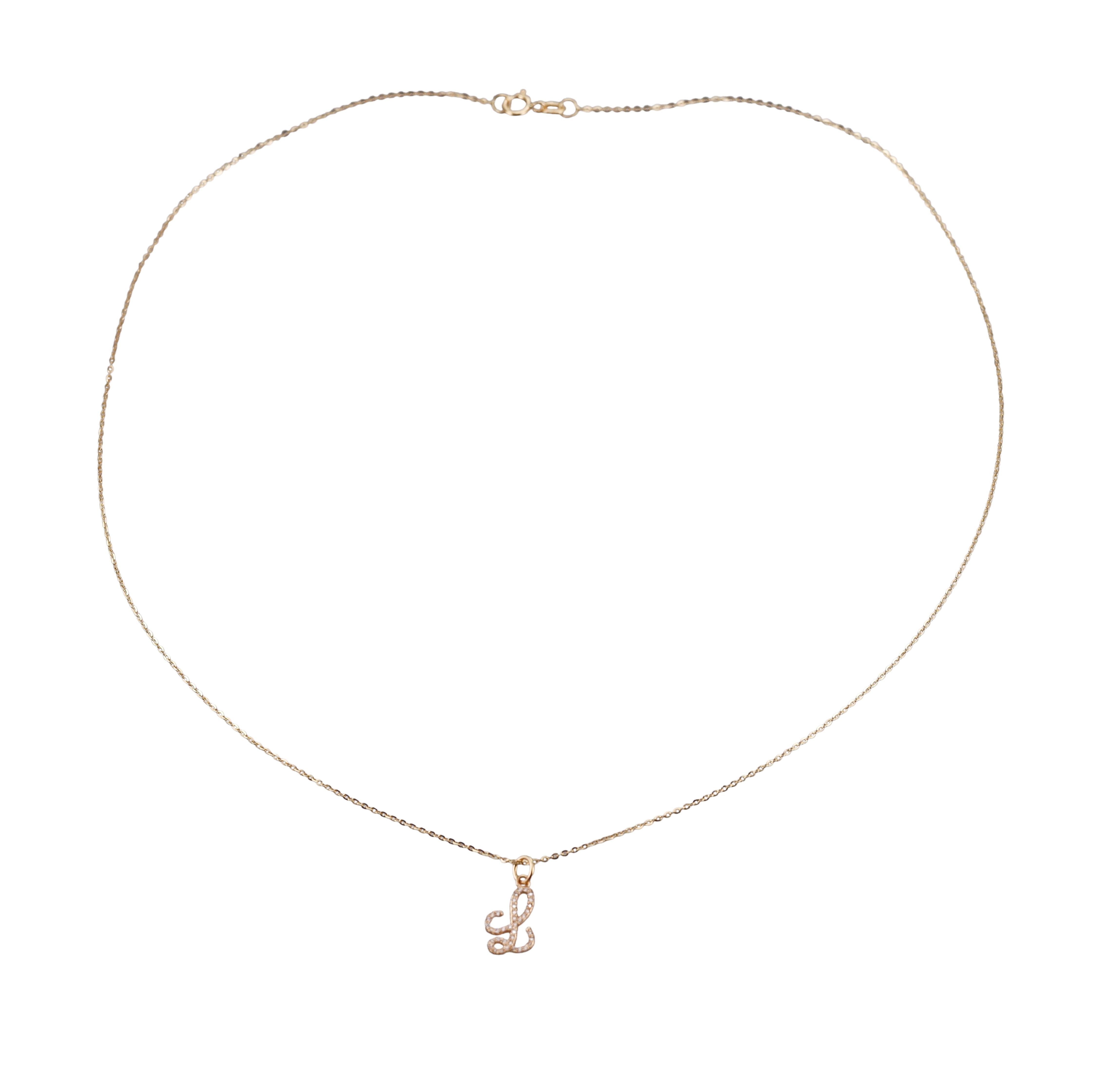 Mastrogioielli Gold Diamond Letter L Charm Necklace