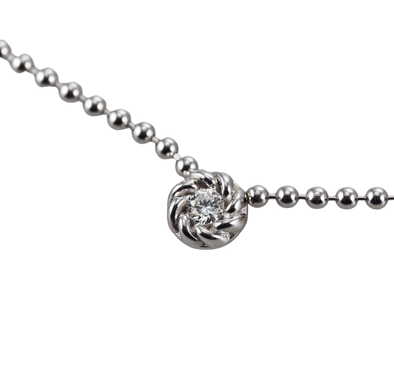 Roberto Coin White Gold Diamond Ball Chain Necklace