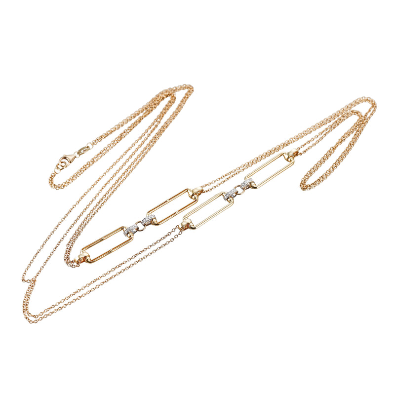 Roberto Coin Classica Parisienne Gold Diamond Double Chain Necklace