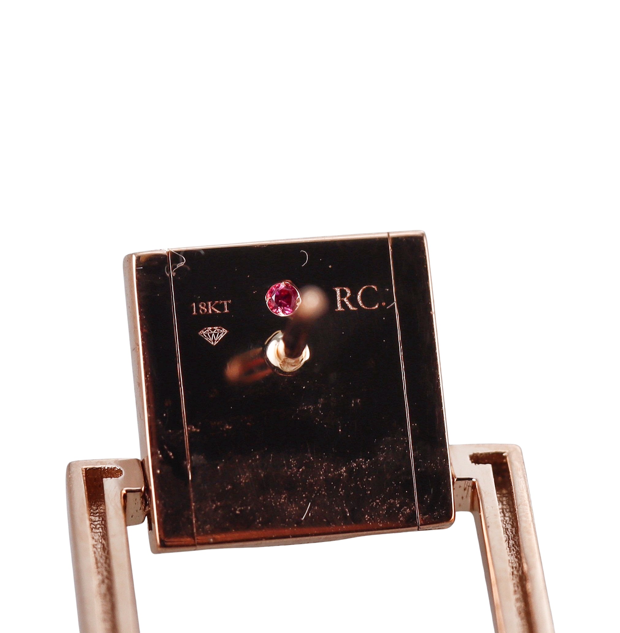 Roberto Coin Obelisco Rose Gold Diamond Drop Earrings