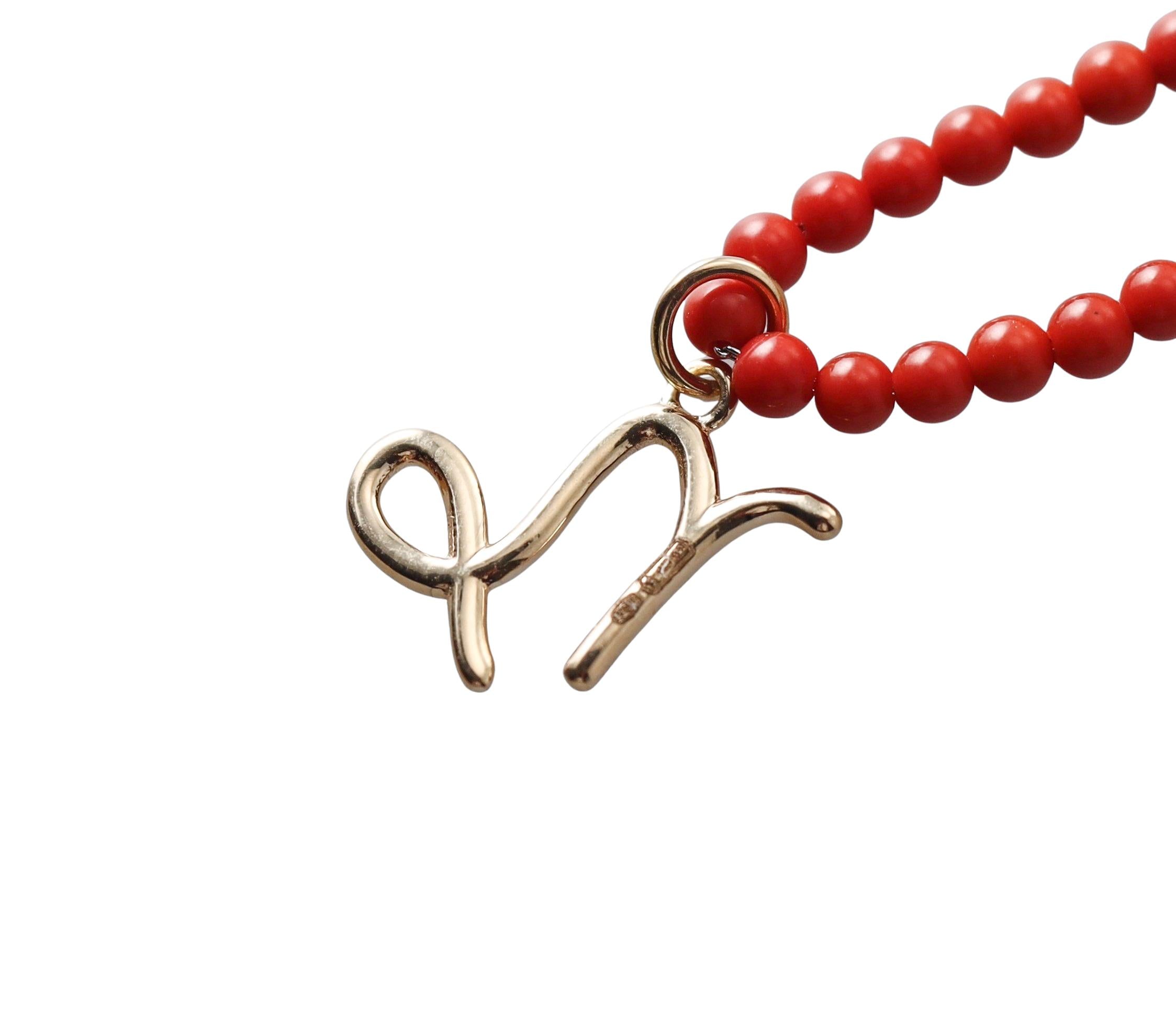 Mastrogioielli Gold Coral Zodiac Capricorn Charm Necklace