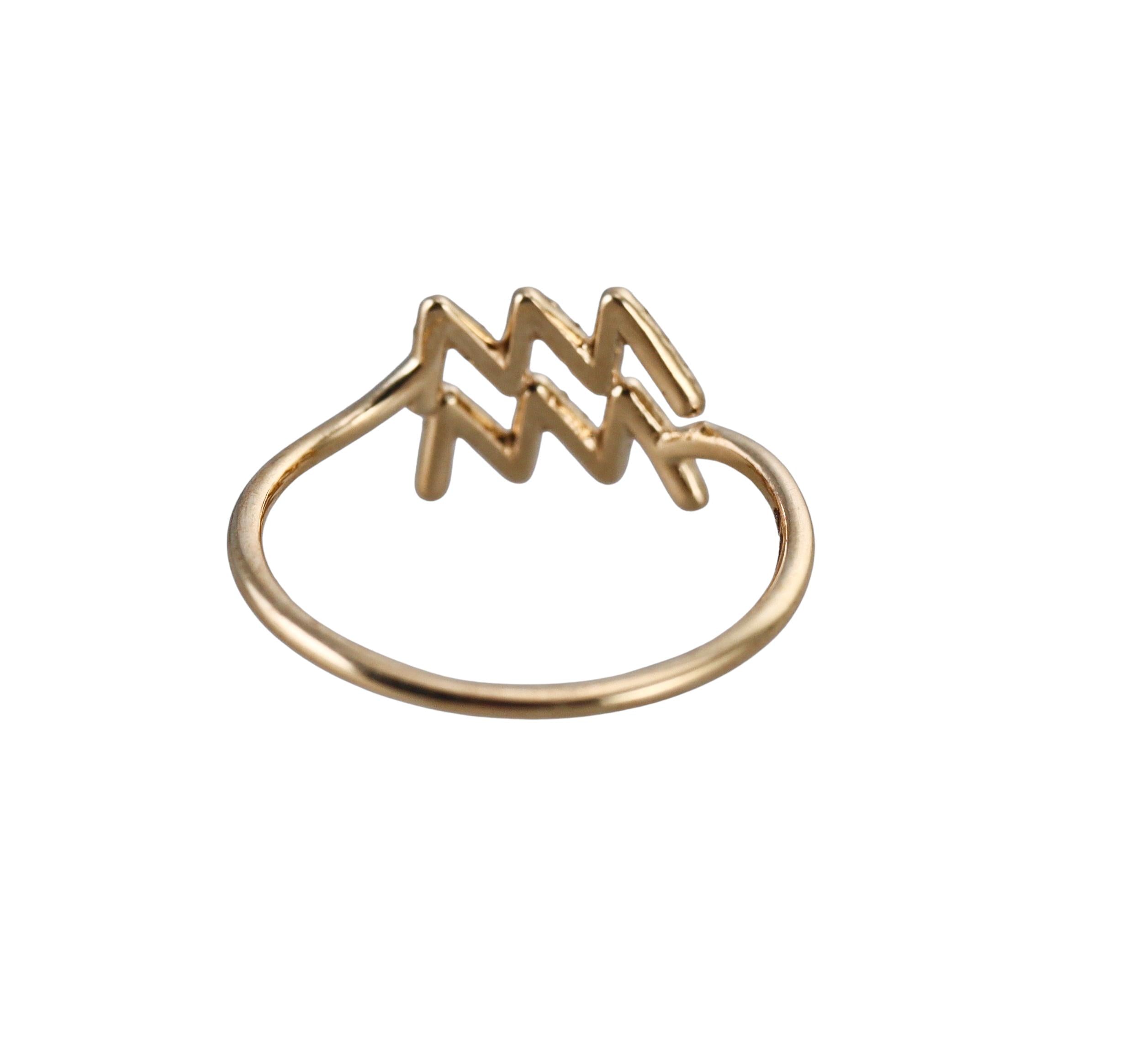 Mastrogioielli Gold Diamond Aquarius Zodiac Sign Ring