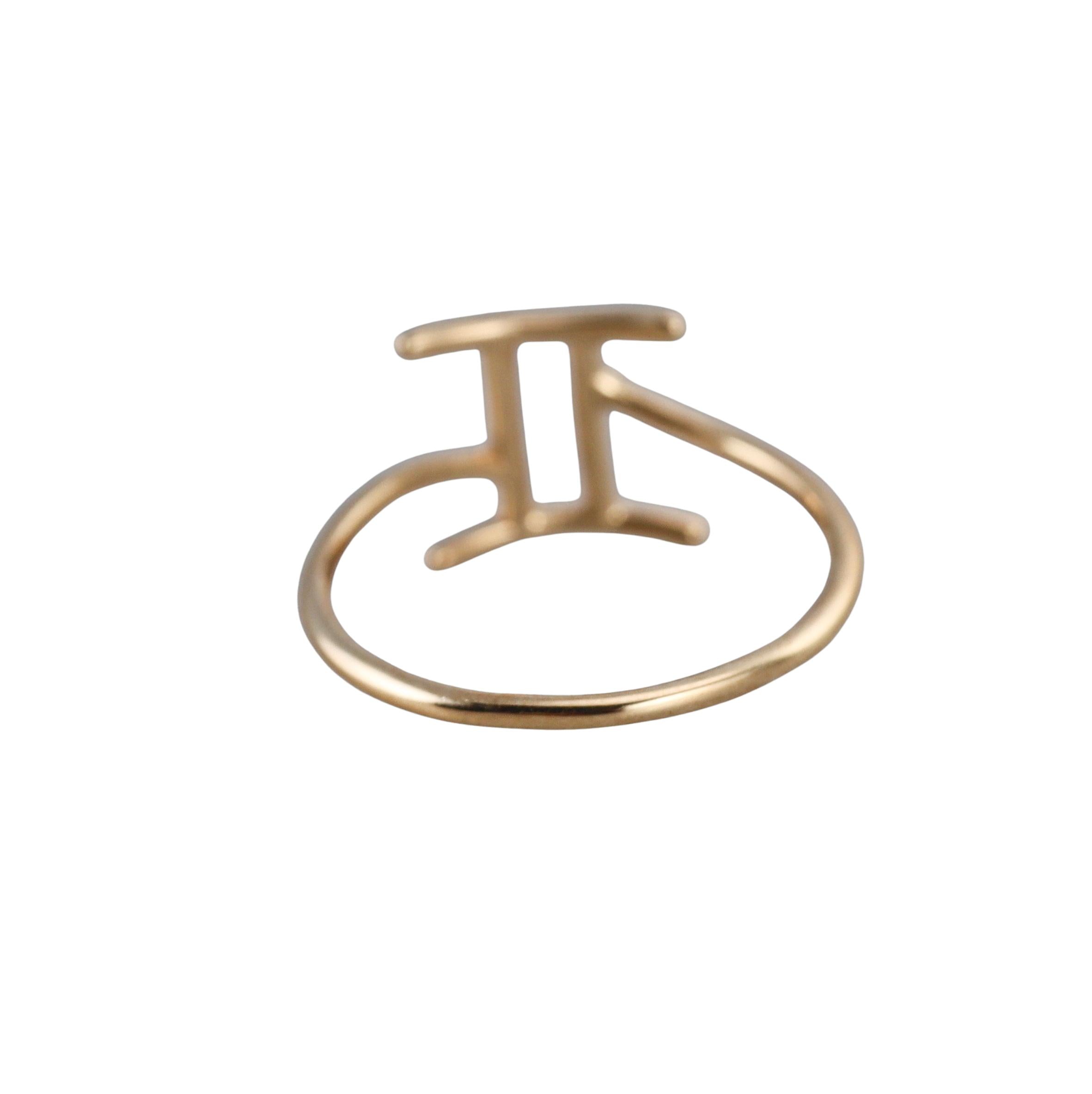 Mastrogioielli Gold Diamond Gemini Zodiac Sign Ring