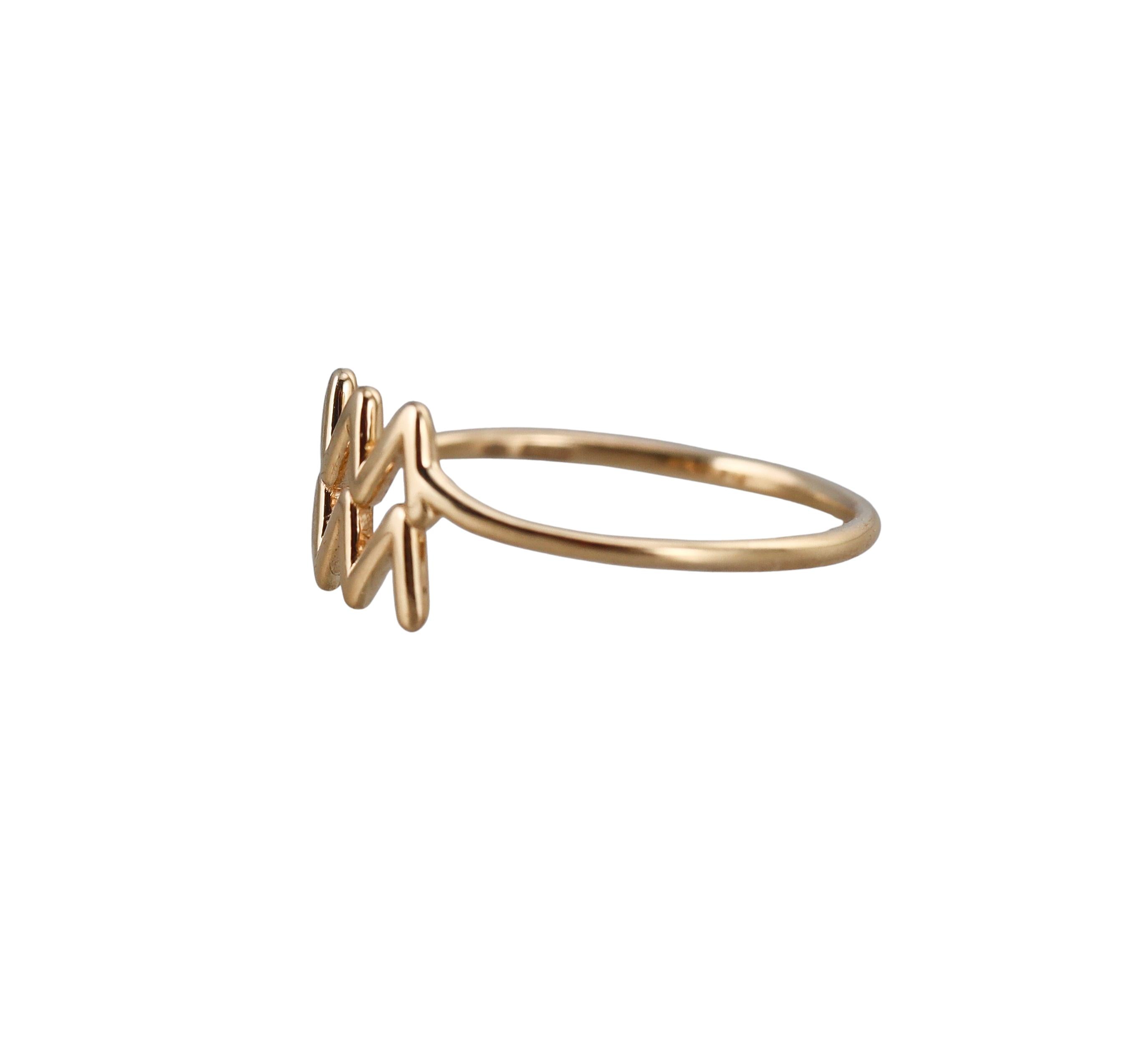 Mastrogioielli Gold Aquarius Zodiac Sign Ring