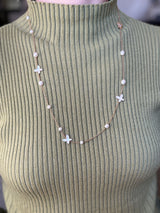 Mimi Milano Mother of Pearl Diamond Gold Freevola Necklace