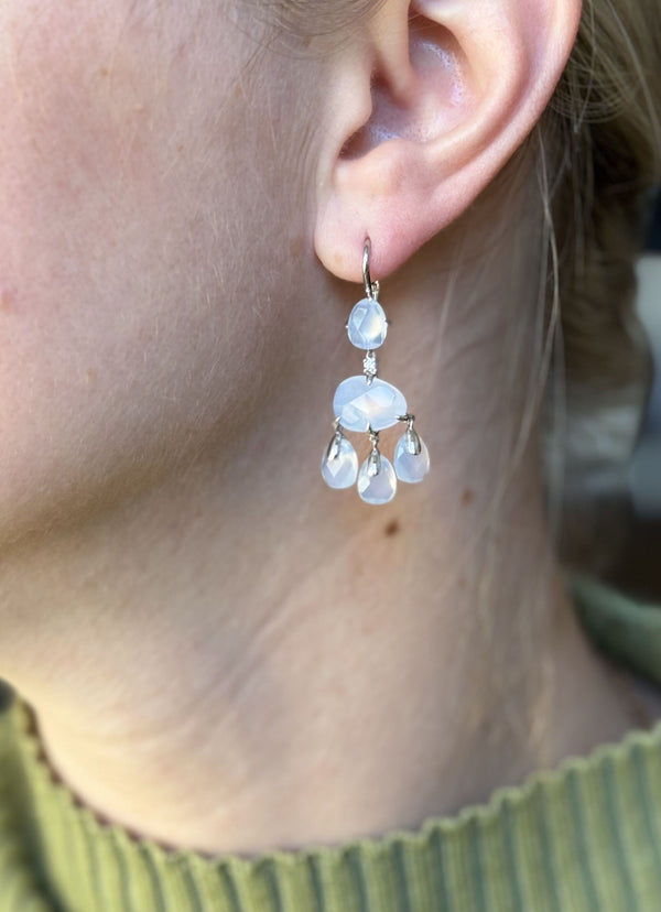Mimi Milano Mila Chalcedony Diamond Gold Earrings
