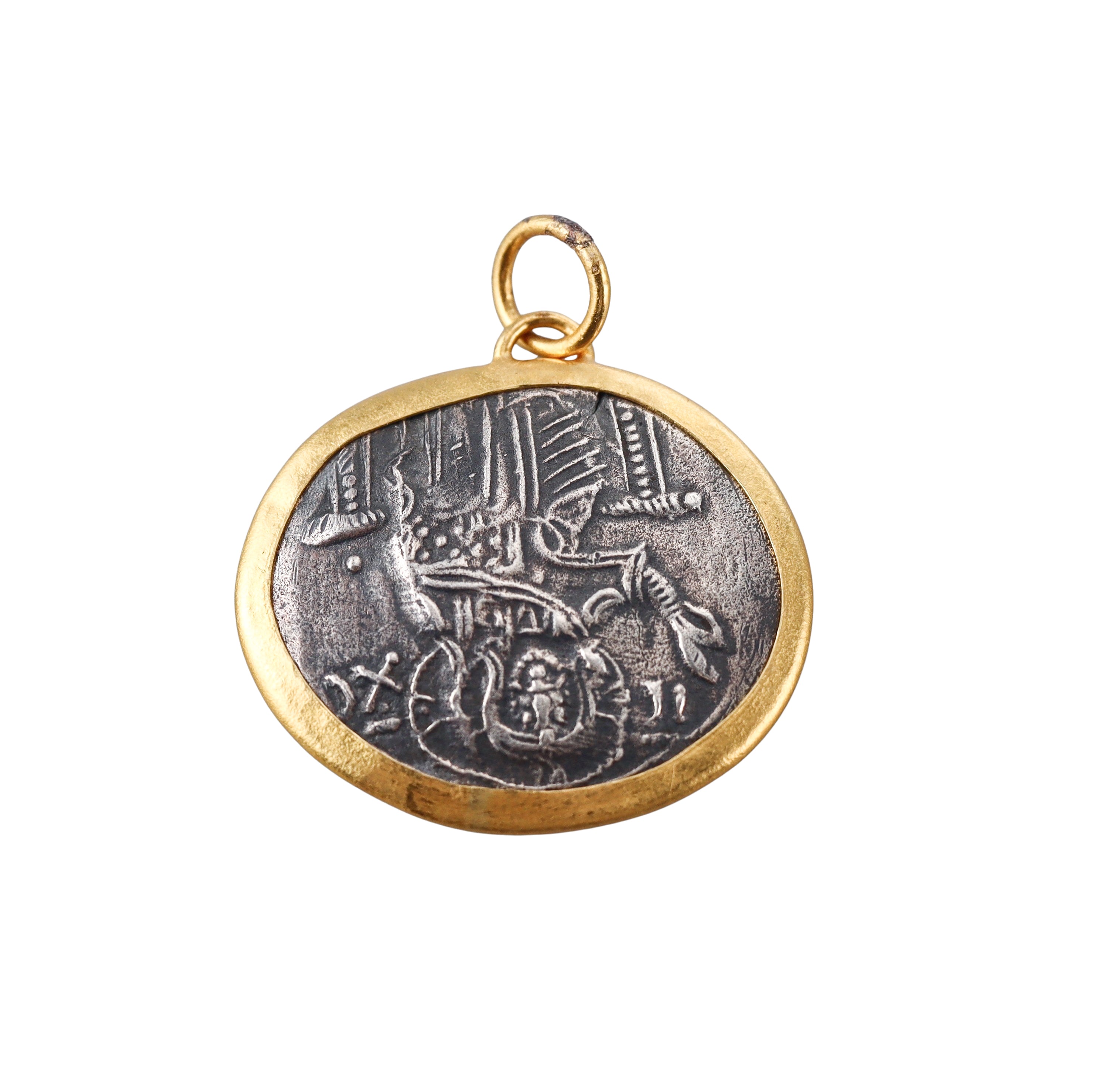 Ancient Inspired Gold Silver Diamond Justinien & Theodora Byzantine Pendant