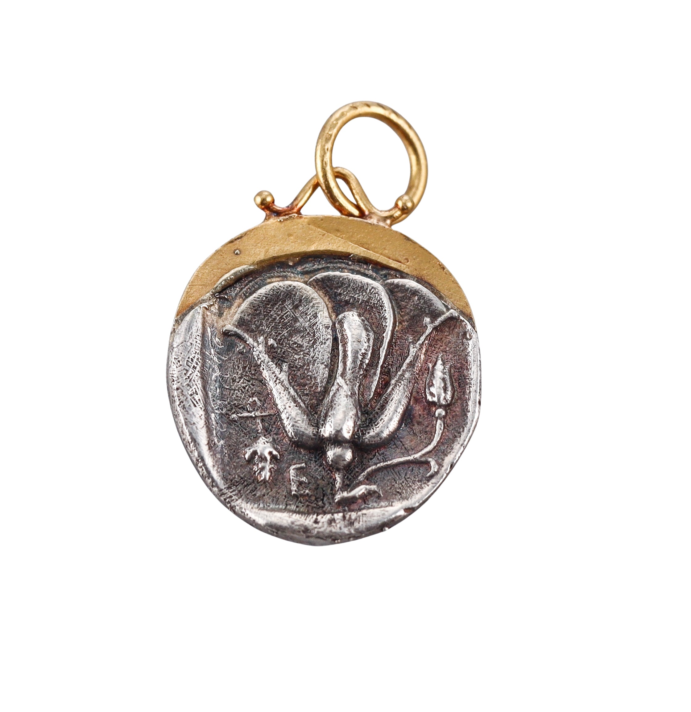 Ancient Inspired Gold Silver Diamond Apollo Pendant