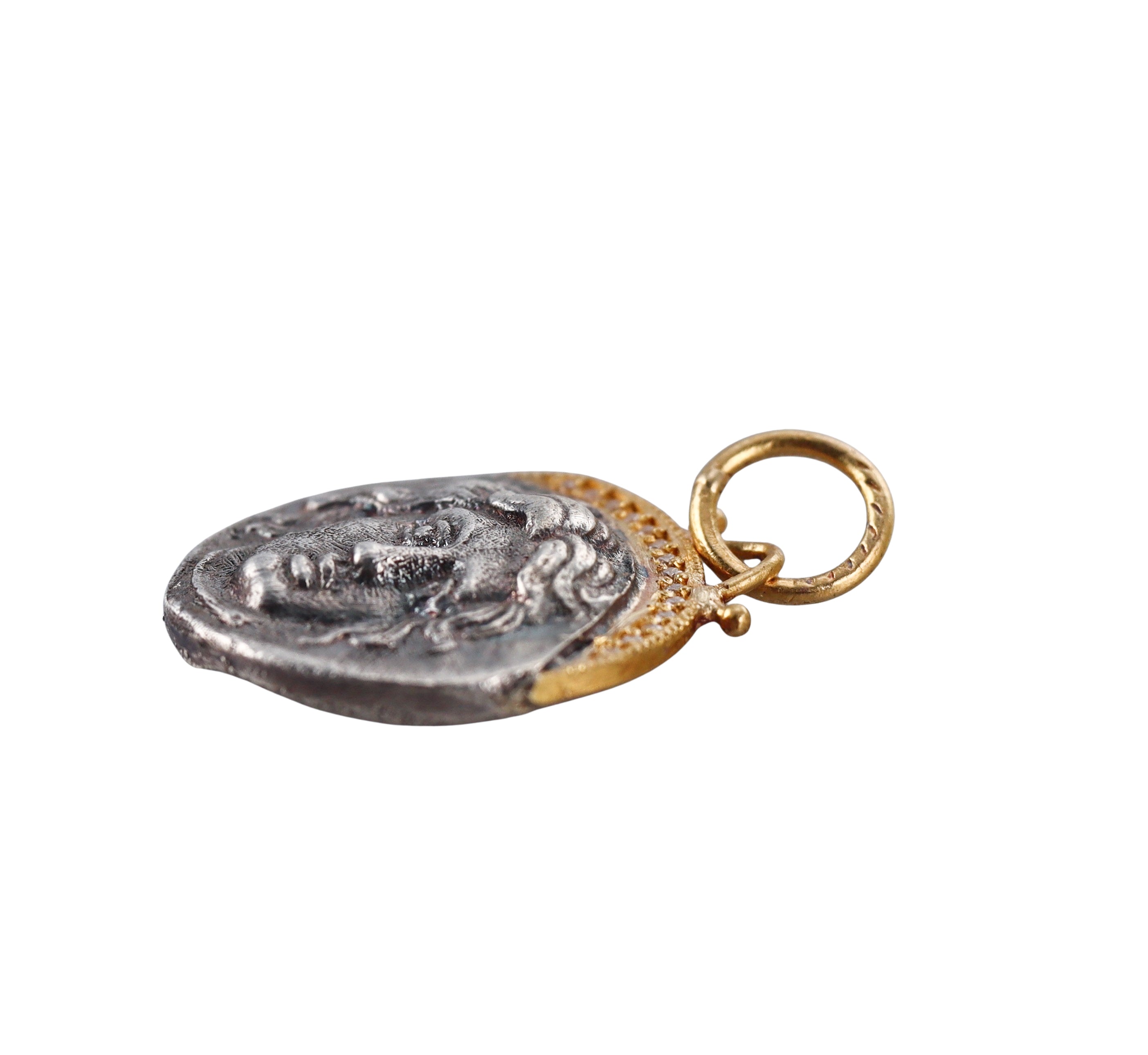 Ancient Inspired Gold Silver Diamond Apollo Pendant